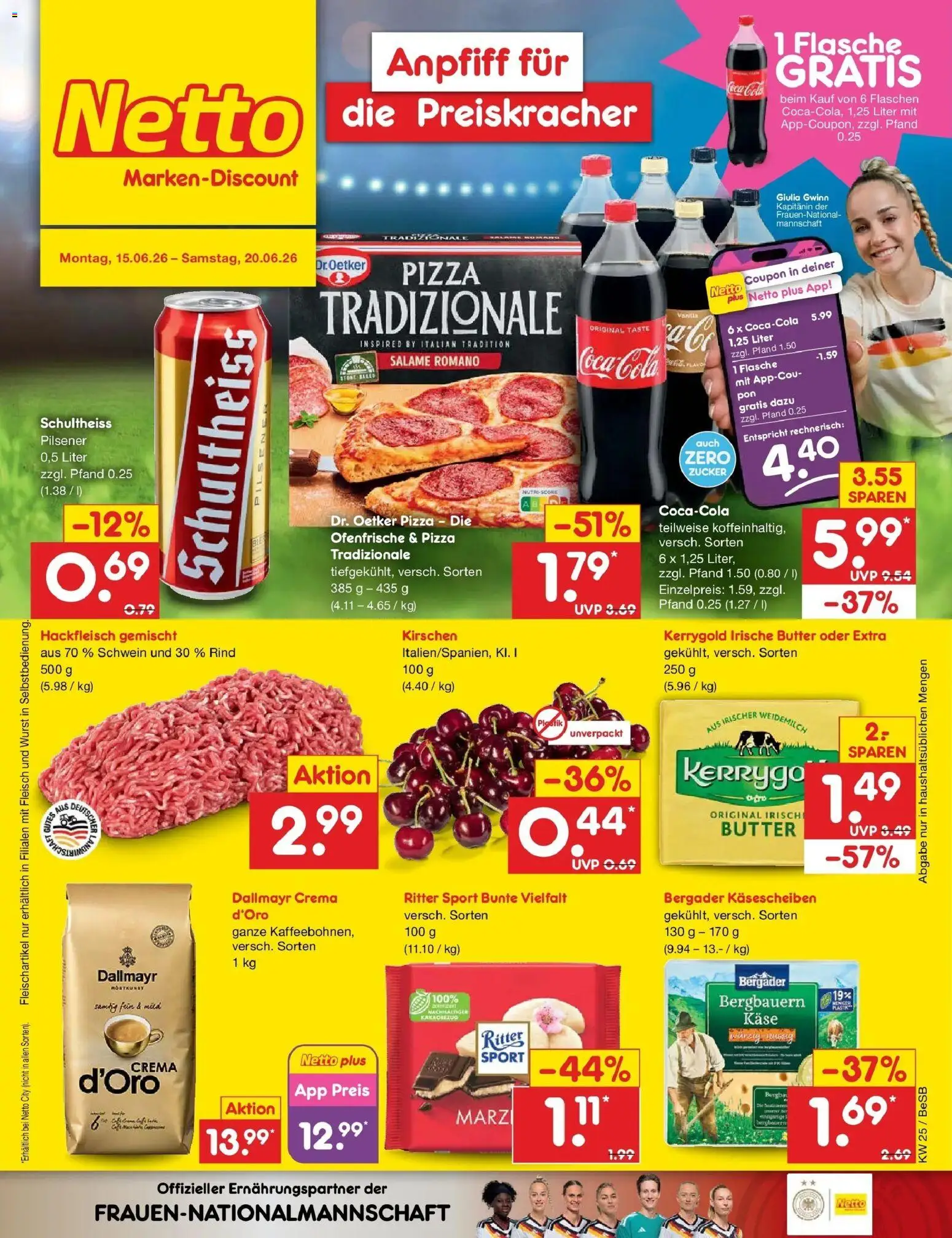 Netto Marken-Discount Prospekt Kremmen – gültig ab 14.06.2026 | Seite: 1 | Produkte: Käse, Dallmayr, Pizza, Fleisch