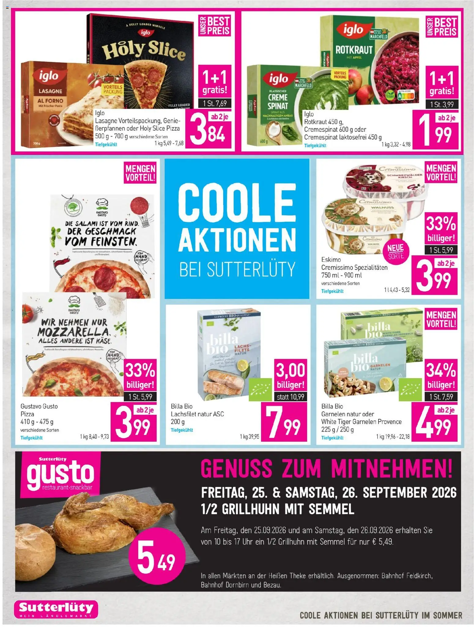 Sutterlüty Flugblatt gültig ab 24.09.2026 | Seite: 18 | Produkte: Lachsfilet, Creme, Pizza, Äpfel