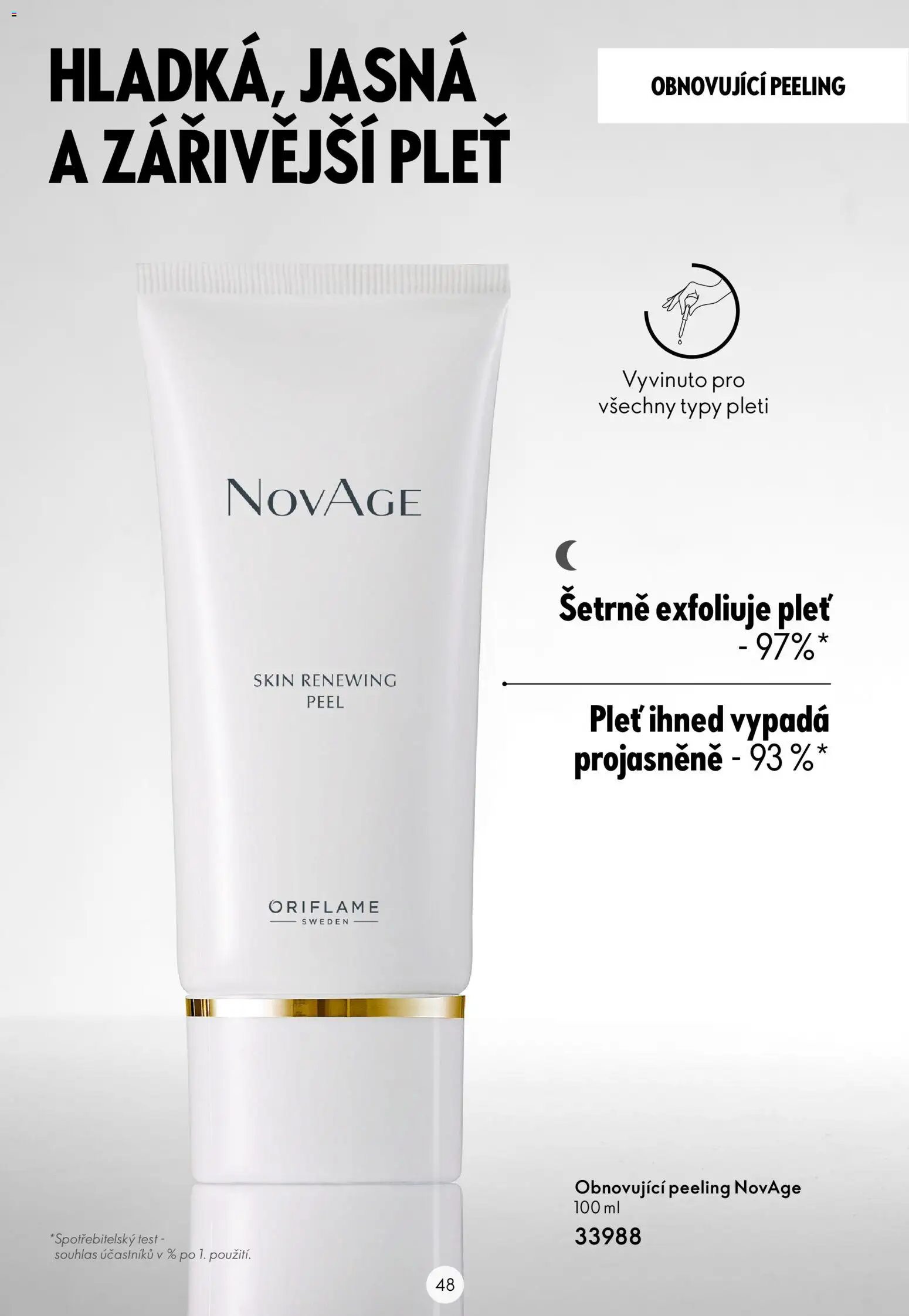 Oriflame katalog Novage+ od 21.07.2026 | Strana: 48 | Produkty: Test, Peeling