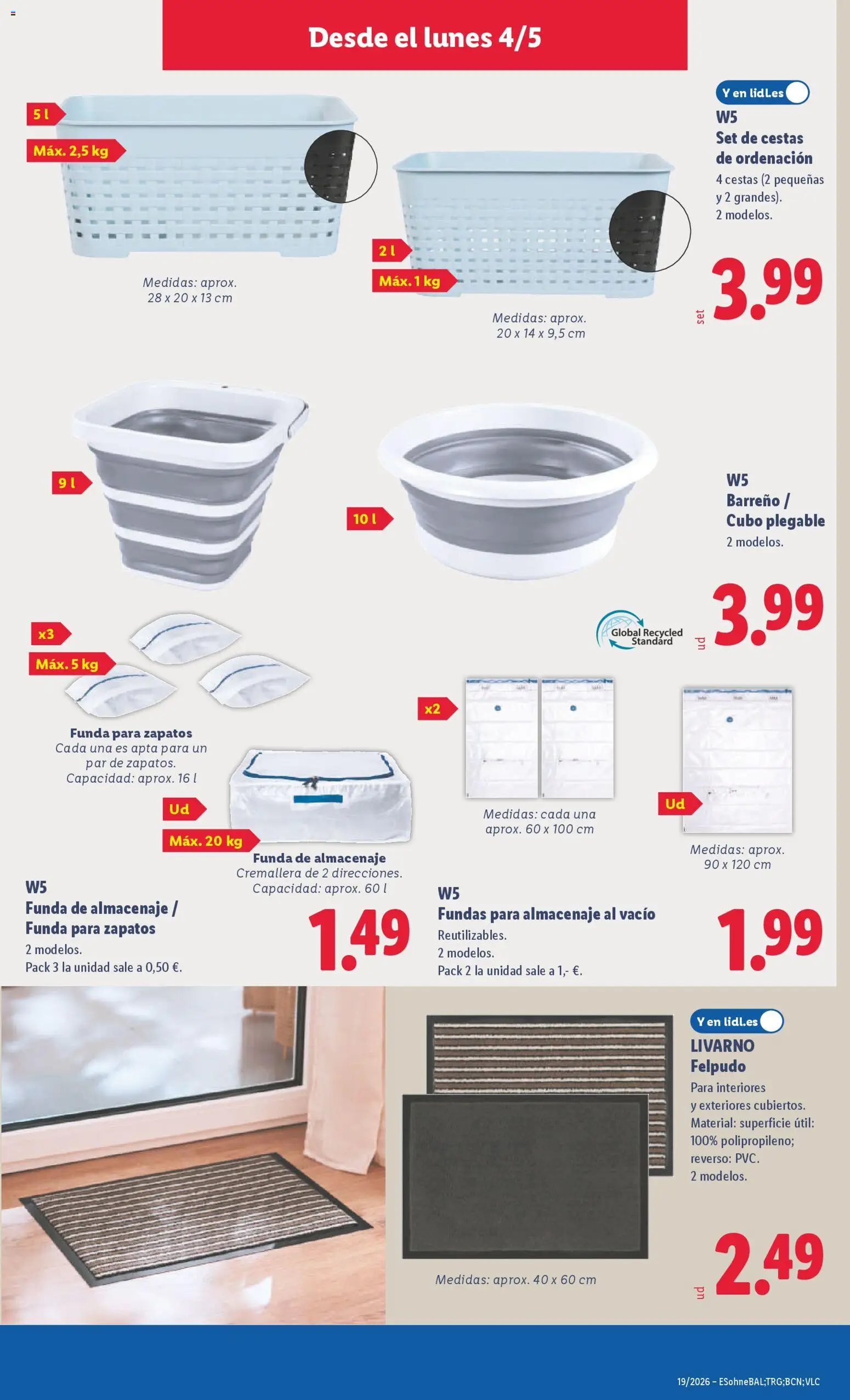 Lidl folleto de bazar │ válido desde el 04.05.2026 | Página: 19 | Productos: Funda, Almacenaje, Felpudo