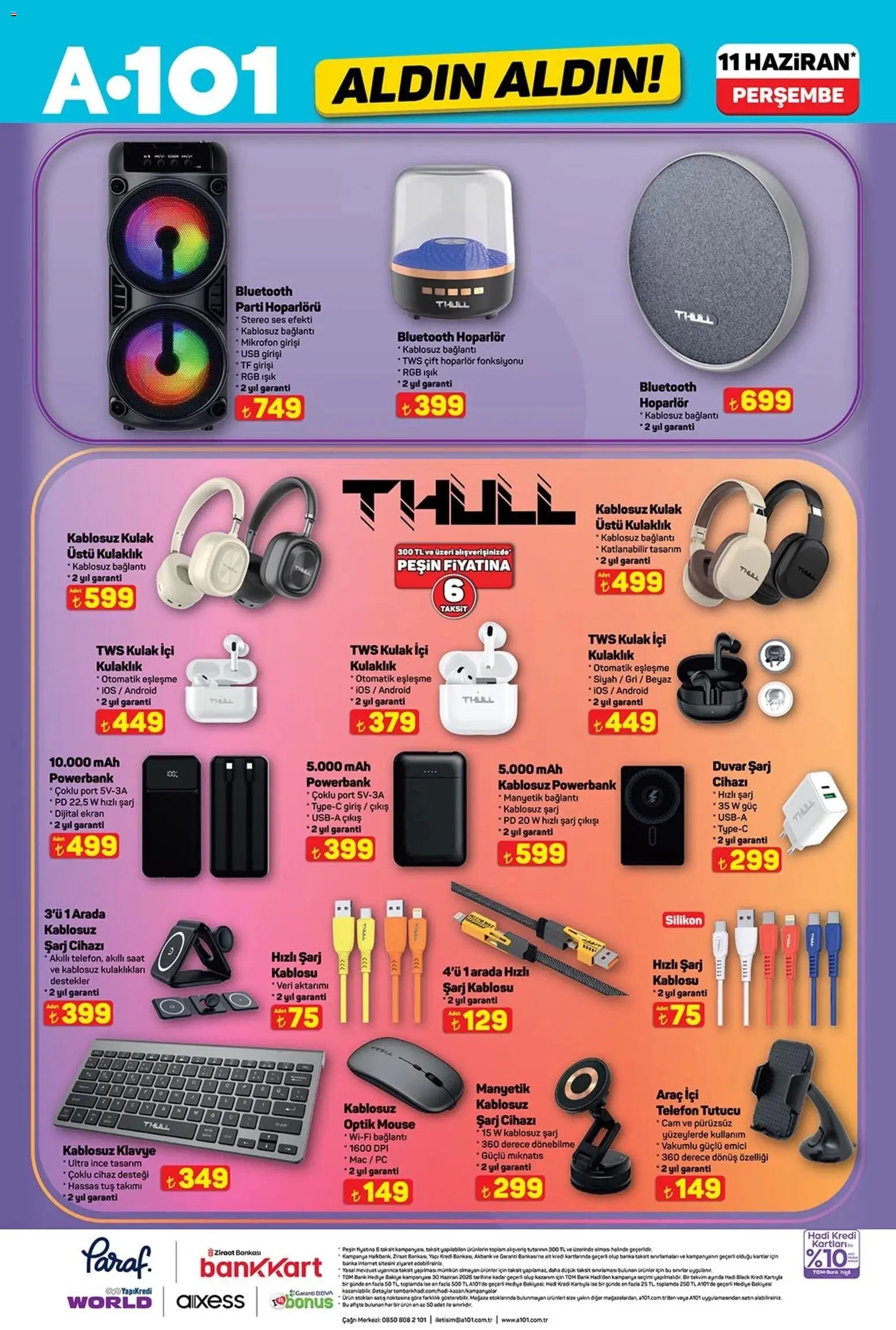 A101 - Katalog Aldın Aldın - 11.06.2026 tarihinden itibaren geçerlidir | Sayfa: 11 | Ürünler: Şarj kablosu, Klavye, Kulaklık, USB