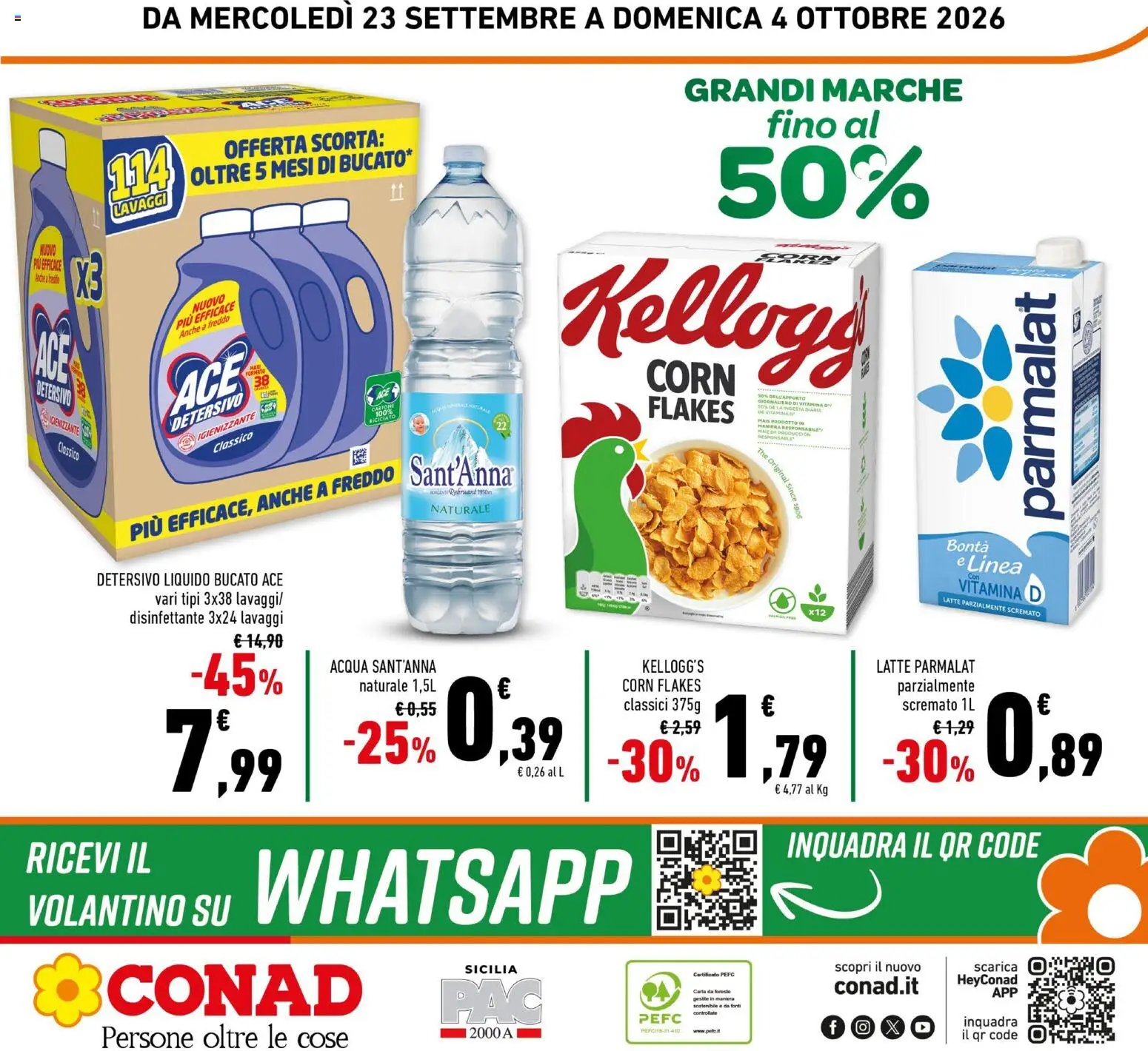 Volantino Conad del 23/09/2026 | Pagina: 24 | Prodotti: Acqua, Latte, Mais, Bottiglia