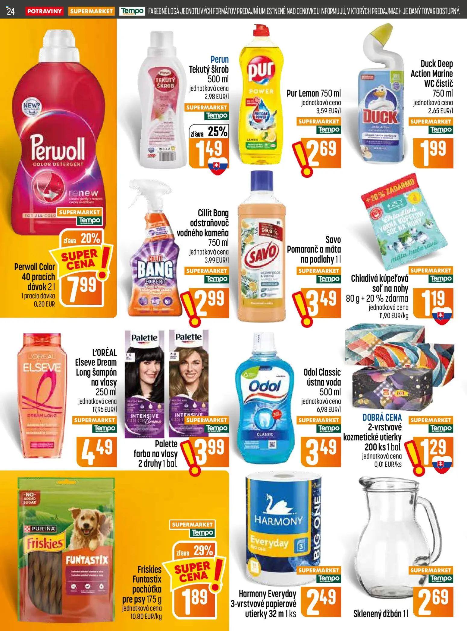 Nové COOP Jednota akcie – leták je platný od 23.07.2026 | Strana: 24 | Produkty: Friskies, Wc, Farba na vlasy, Soľ