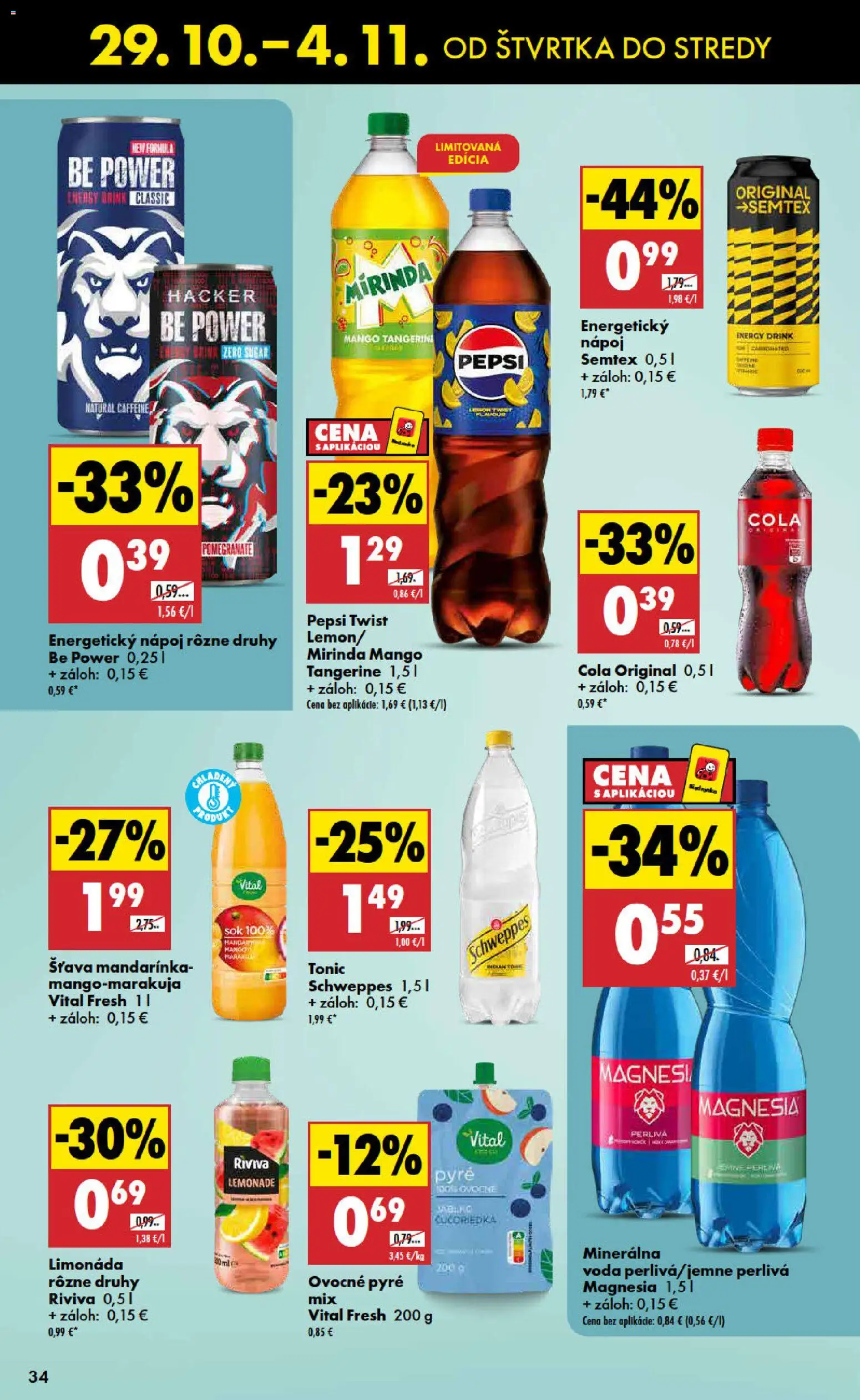 Nové Biedronka akcie – leták je platný od 29.10.2026 | Strana: 34 | Produkty: Mango, Med, Cola, Energetický nápoj