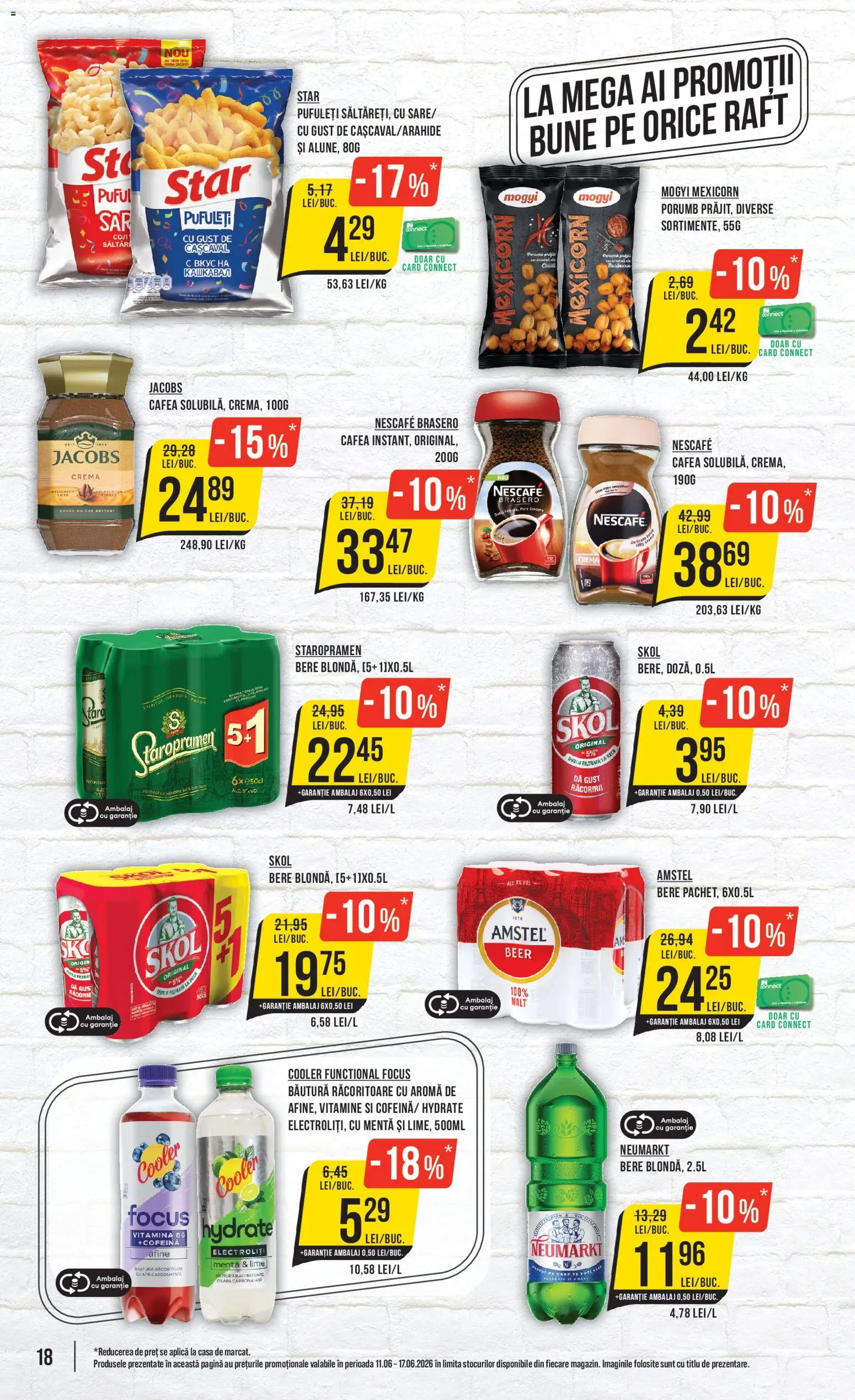 Noul catalog Mega Image – valabil de la 11.06.2026 | Pagină: 18 | Produse: Raft, Cremă, Cafea, Apă
