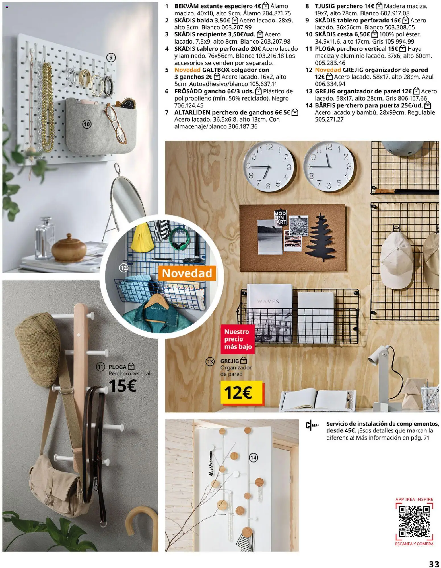 IKEA - Accesorios y decoración │ válido desde el 01/09/2026 | Página: 33 | Productos: Perchero, Organizador, Estante, Cesta