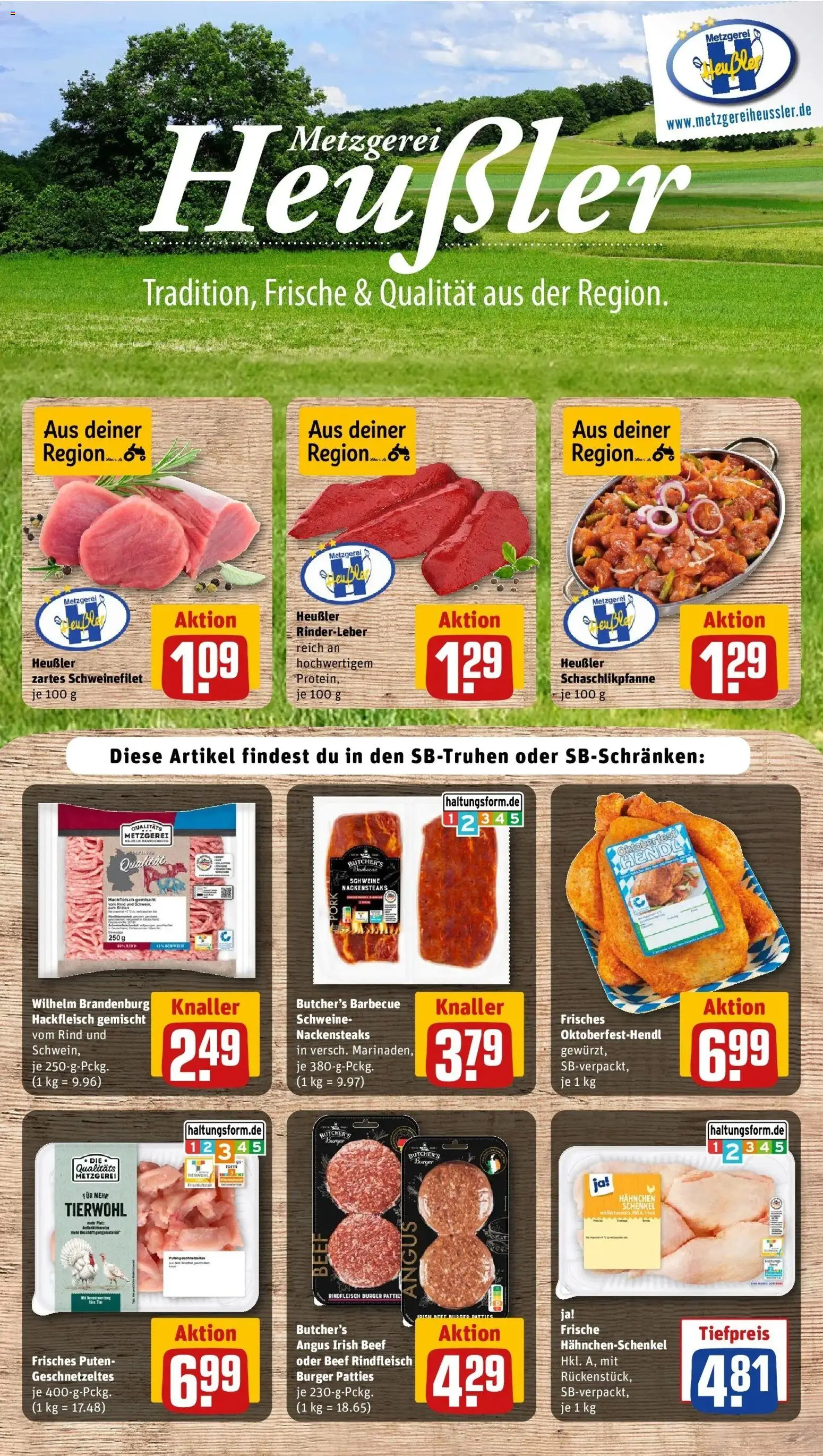 REWE Prospekt ab 21.09.2026 zum Blättern » Angebote | Seite: 14 | Produkte: Hahnchen, Burger, Schweinefilet, Hackfleisch