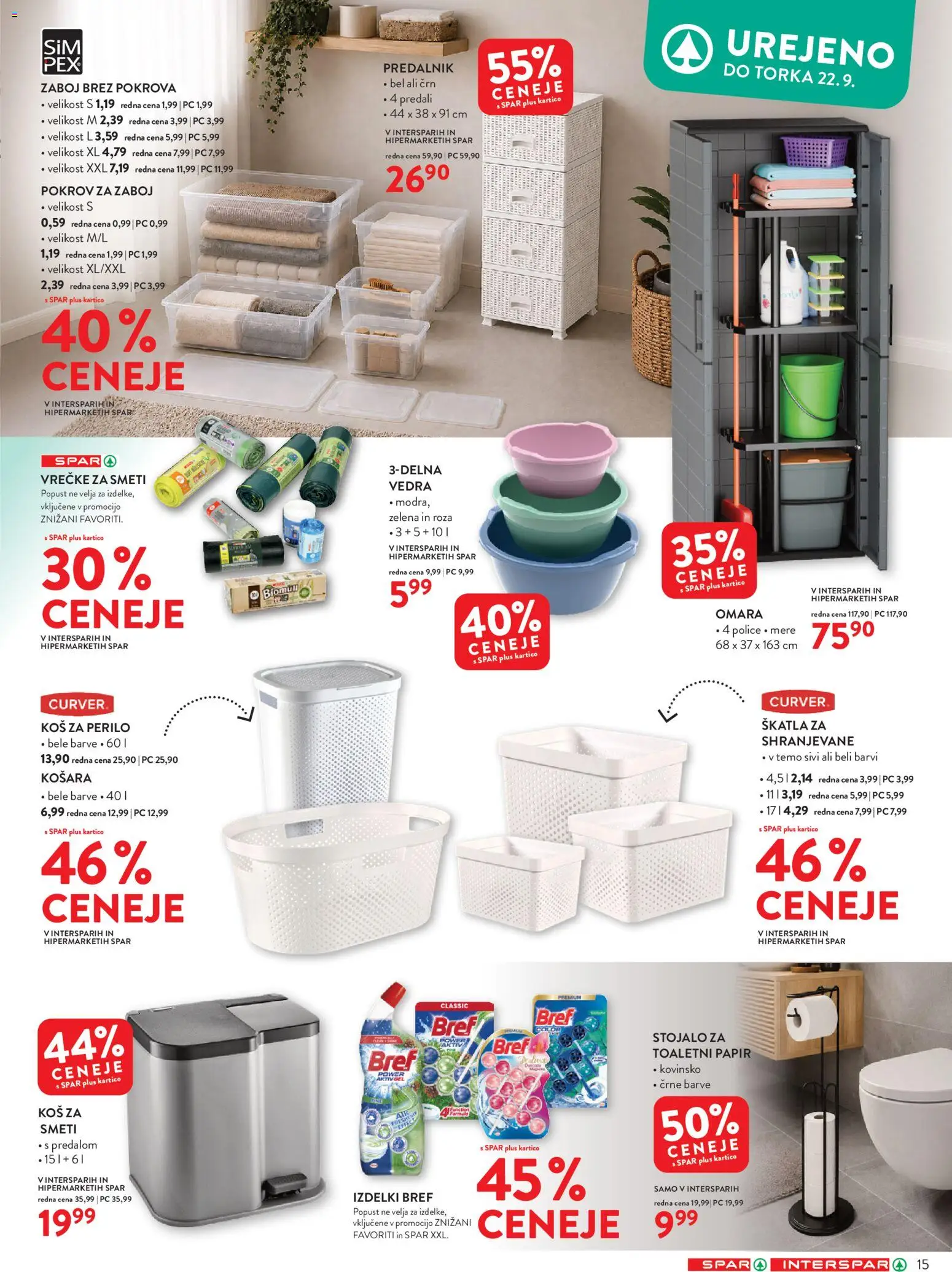 Novi Spar katalog ponudbe – veljaven od 09.09.2026 | Stran: 15 | Izdelki: Predalnik, Skatla, Zaboj, Zelena