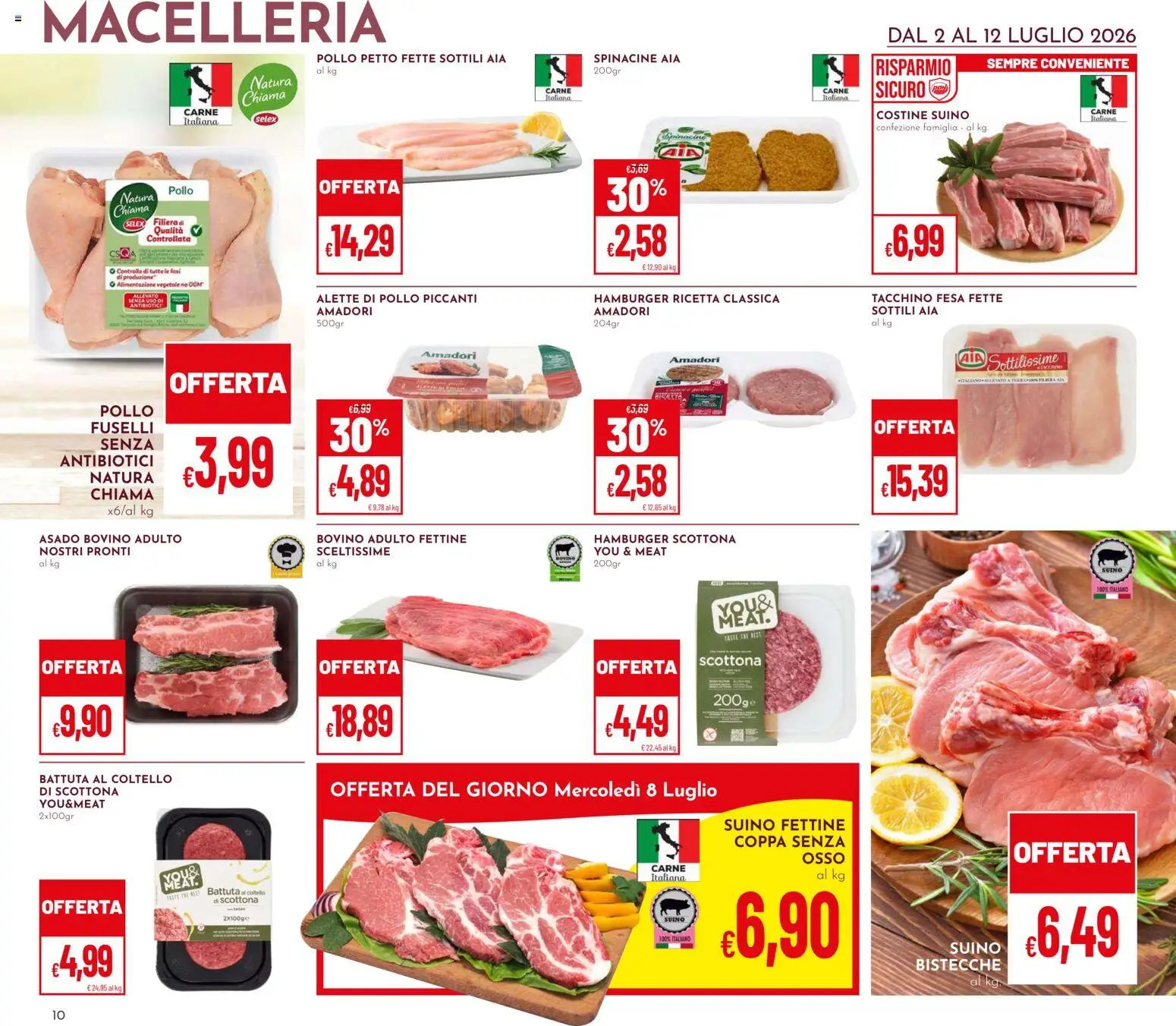 Volantino Pan del 02/07/2026 | Pagina: 10 | Prodotti: Bovino, Pollo, Suino, Hamburger