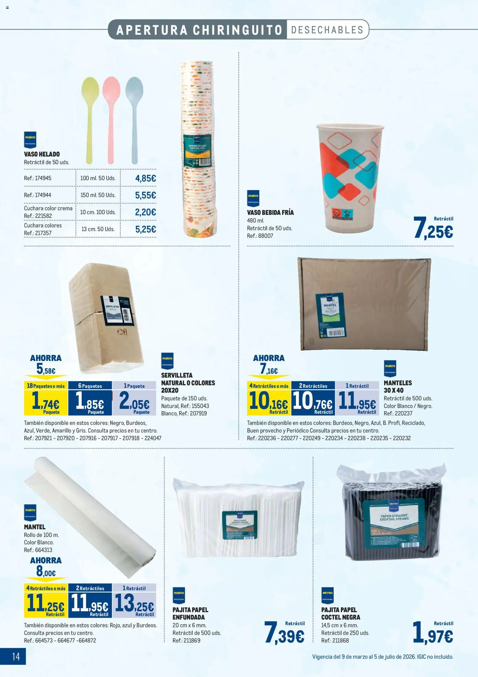 Makro - Especial Terrazas Canarias │ válido desde el 09.03.2026 | Página: 14 | Productos: Mantel, Crema, Helado