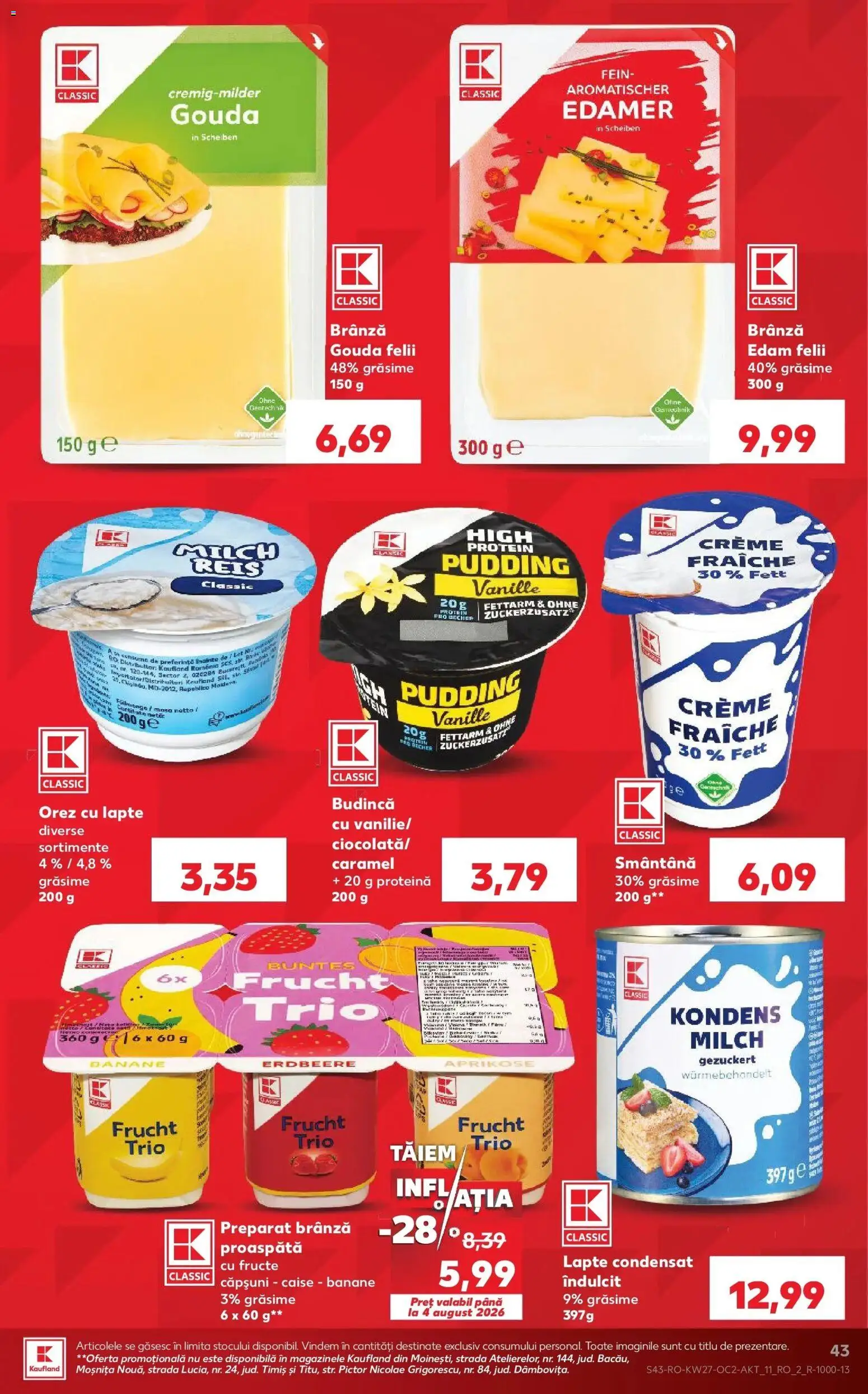 Noul catalog Kaufland – valabil de la 01.07.2026 | Pagină: 43 | Produse: Lapte, Banane, Orez, Fructe