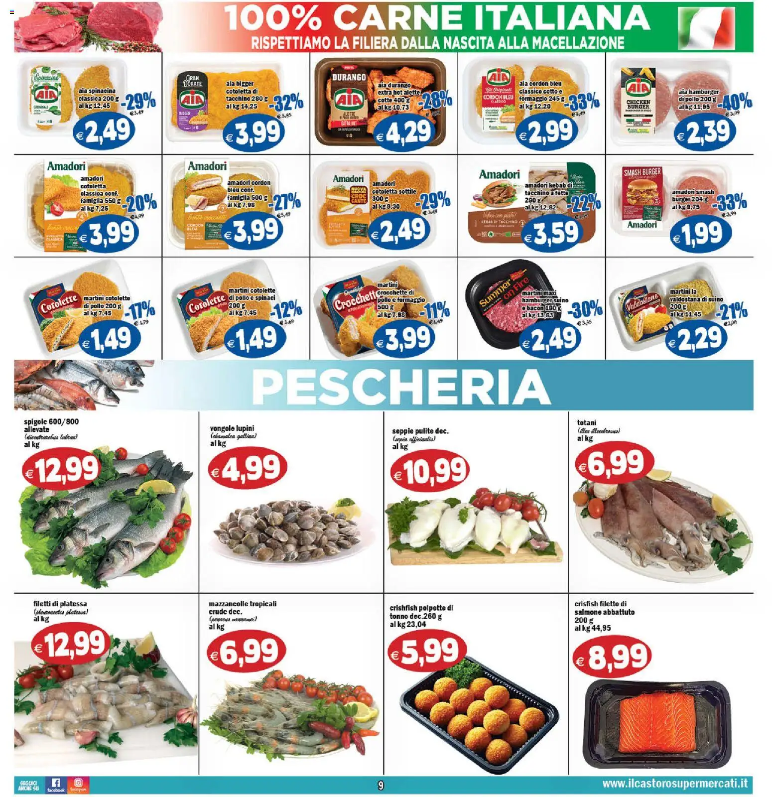 Volantino Il Castoro del 02/09/2026 | Pagina: 9 | Prodotti: Mazzancolle, Spinaci, Carne, Cotolette di pollo