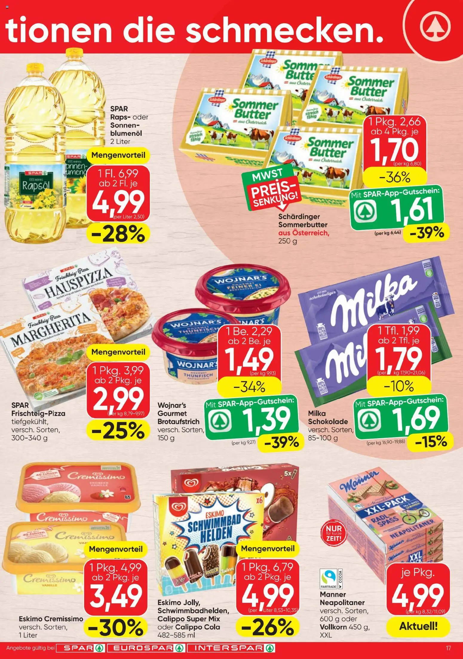 Spar - Flugblatt gültig ab 30.07.2026 | Seite: 17 | Produkte: Butter, Schokolade