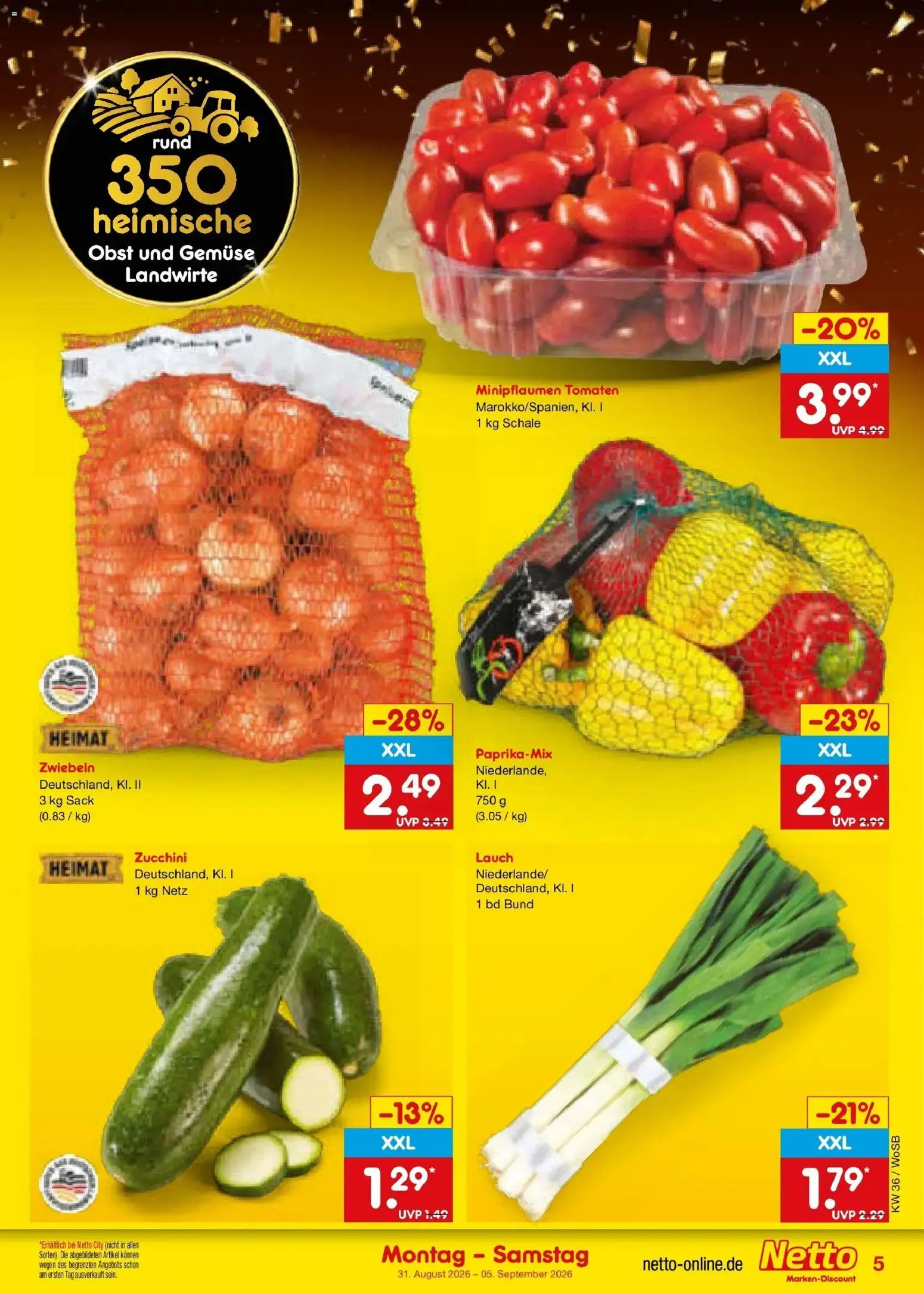 Netto Marken-Discount Prospekt Mannheim (ab 31.08.2026) » Angebote | Seite: 7 | Produkte: Zwiebeln, Obst, Zucchini, Lauch