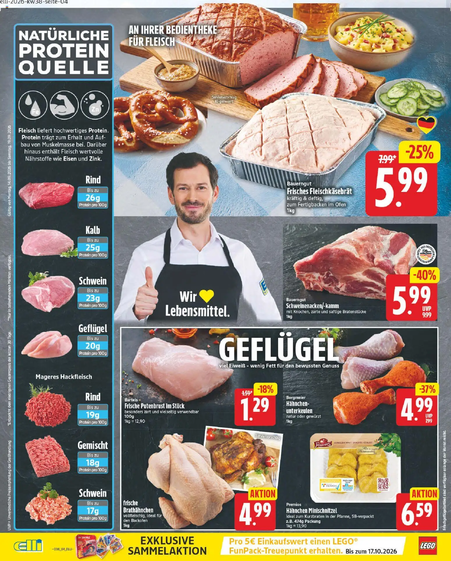 Elli Markt Prospekt – gültig ab 14.09.2026 | Seite: 4 | Produkte: Ofen, Bauerngut, Fleisch, Hackfleisch