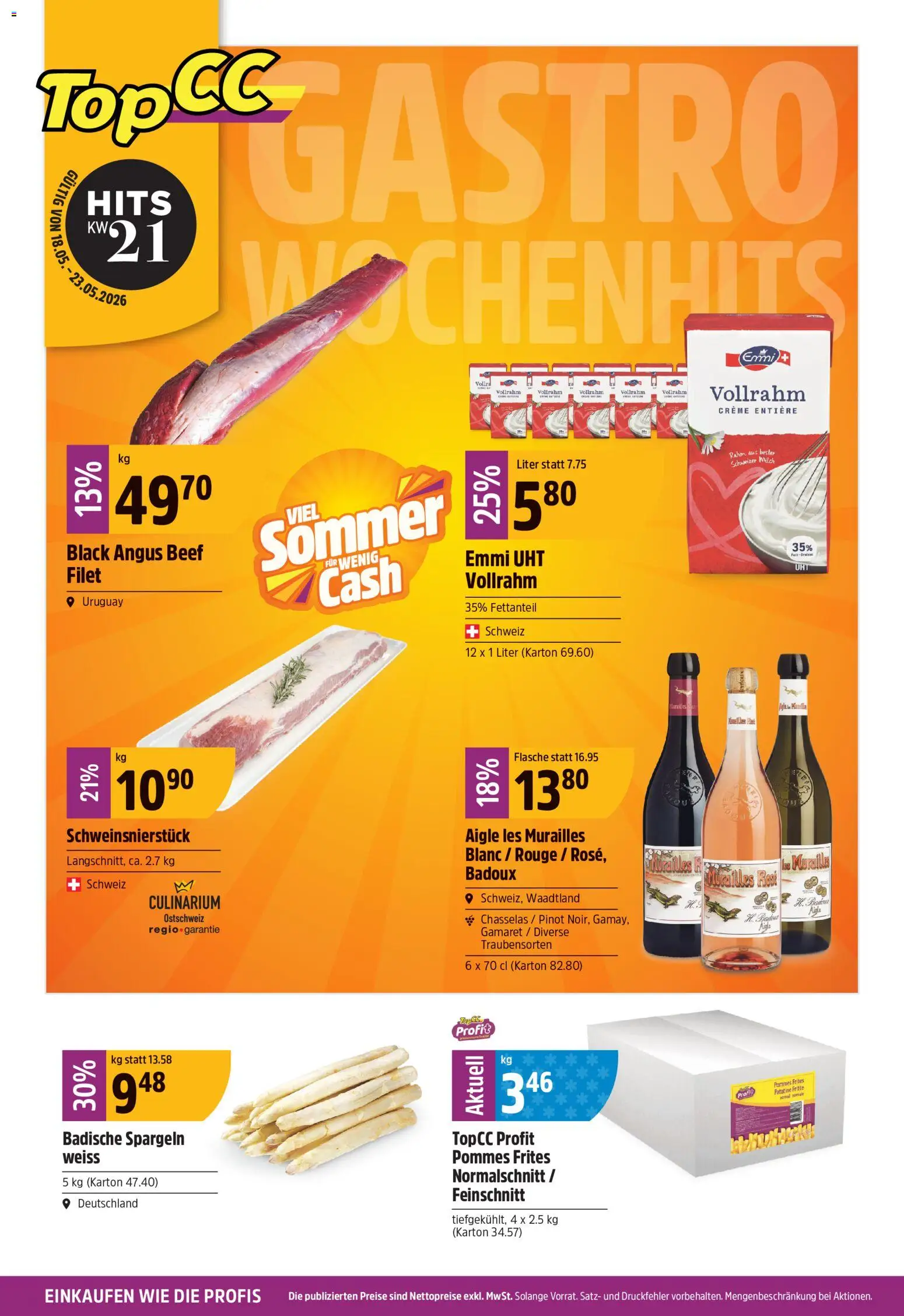TopCC aktionen – gültig ab 18.05.2026 | Seite: 1 | Produkte: Pommes Frites, Rouge, Milch, Creme