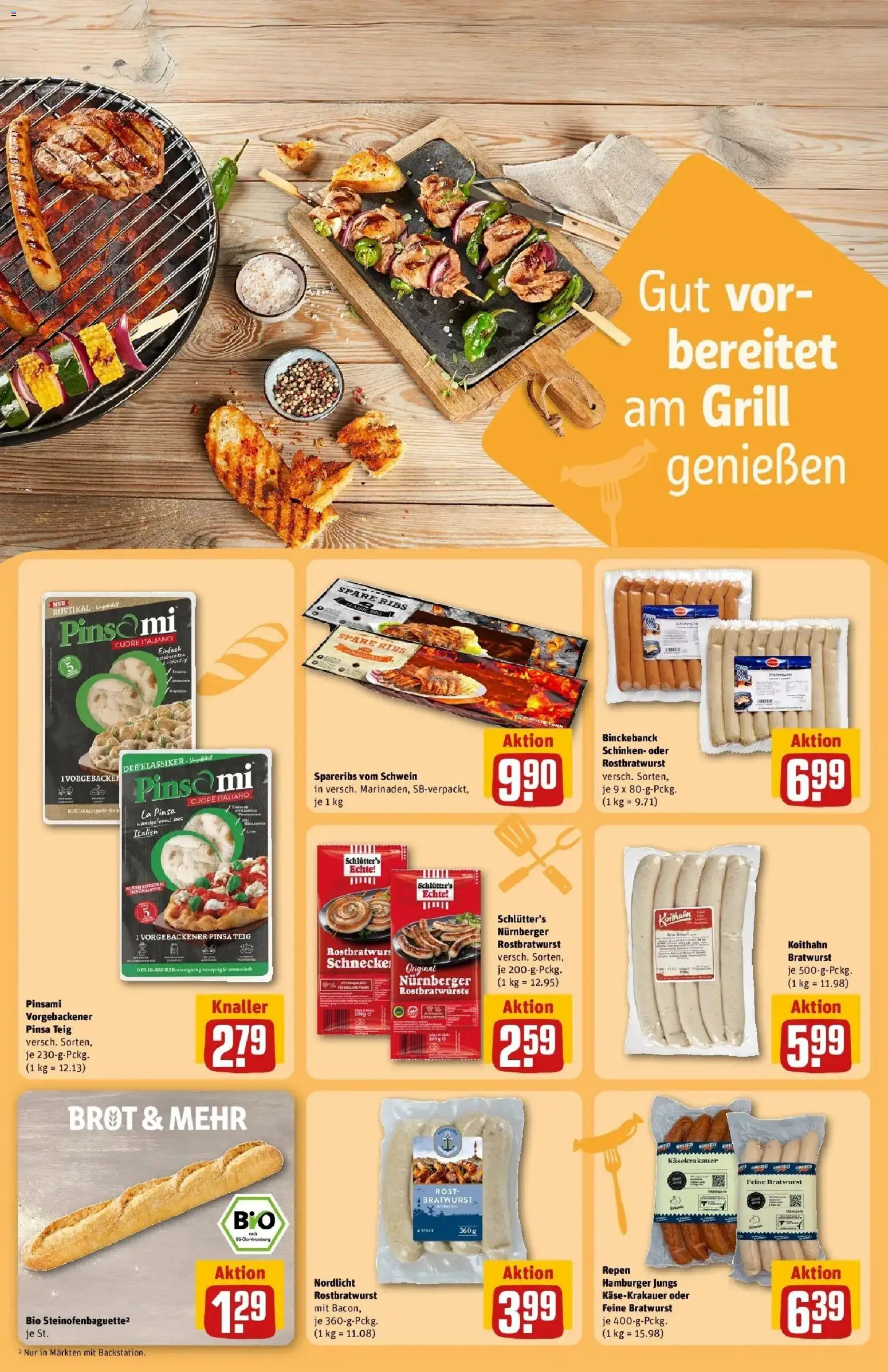 REWE Prospekt ab 03.08.2026 zum Blättern » Angebote | Seite: 19 | Produkte: Bratwurst, Spare ribs, Brot, Schinken