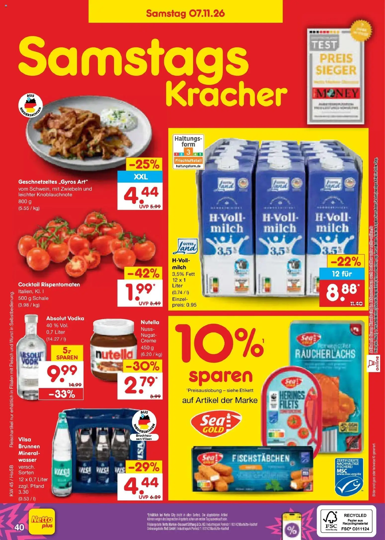 Netto Marken-Discount Prospekt Hannover (ab 02.11.2026) » Angebote | Seite: 60 | Produkte: Creme, Zwiebeln, Wasser, Fleisch