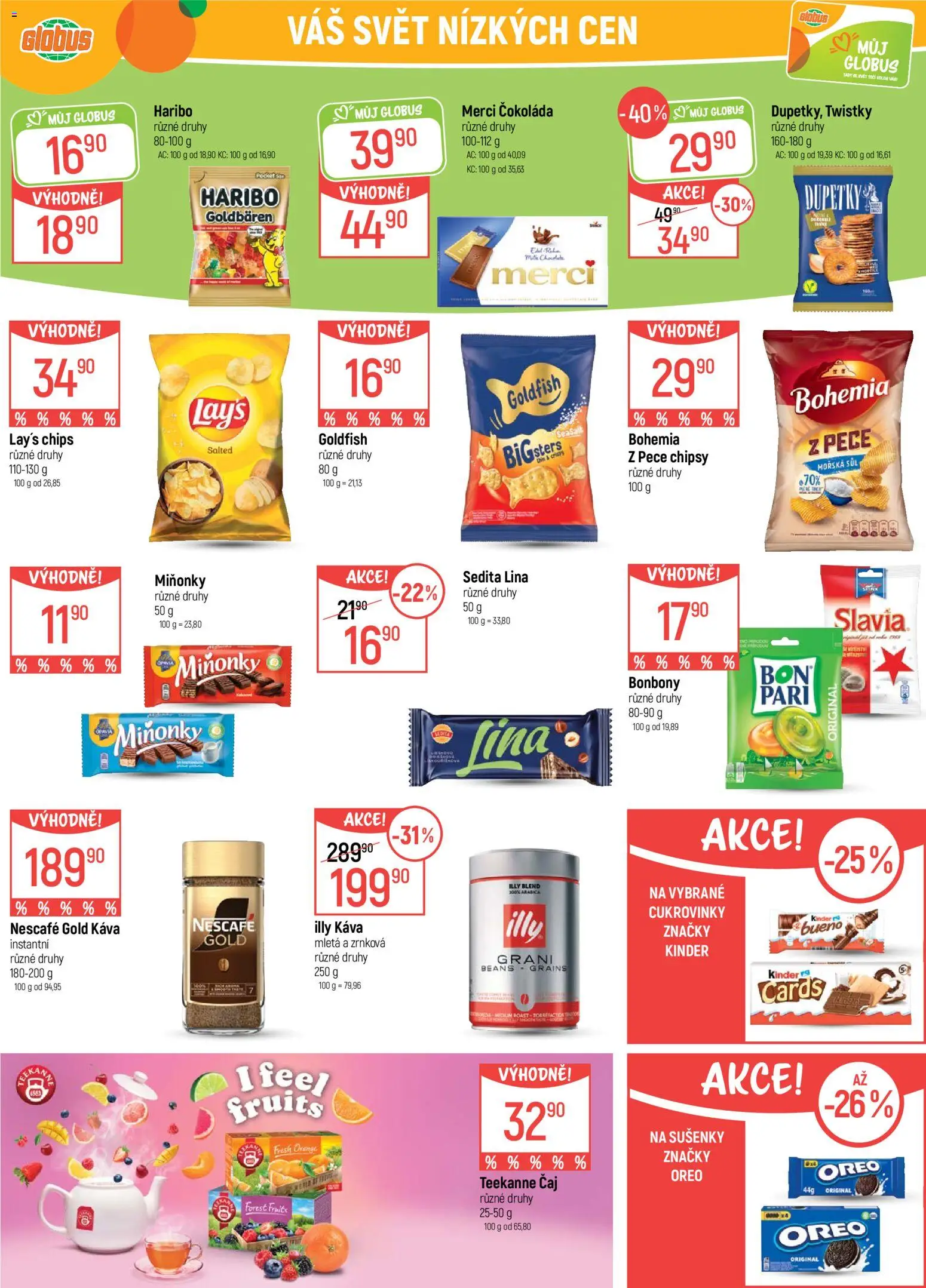 Globus leták od 22.07.2026 | Strana: 26 | Produkty: Káva Illy, Čaj, Teekanne, Kinder