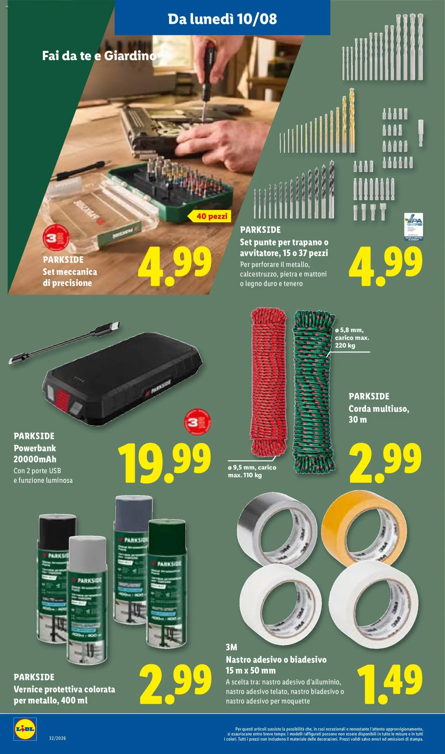 Volantino Lidl del 06/08/2026 | Pagina: 38 | Prodotti: Tè, Power bank, Nastro adesivo, Trapano