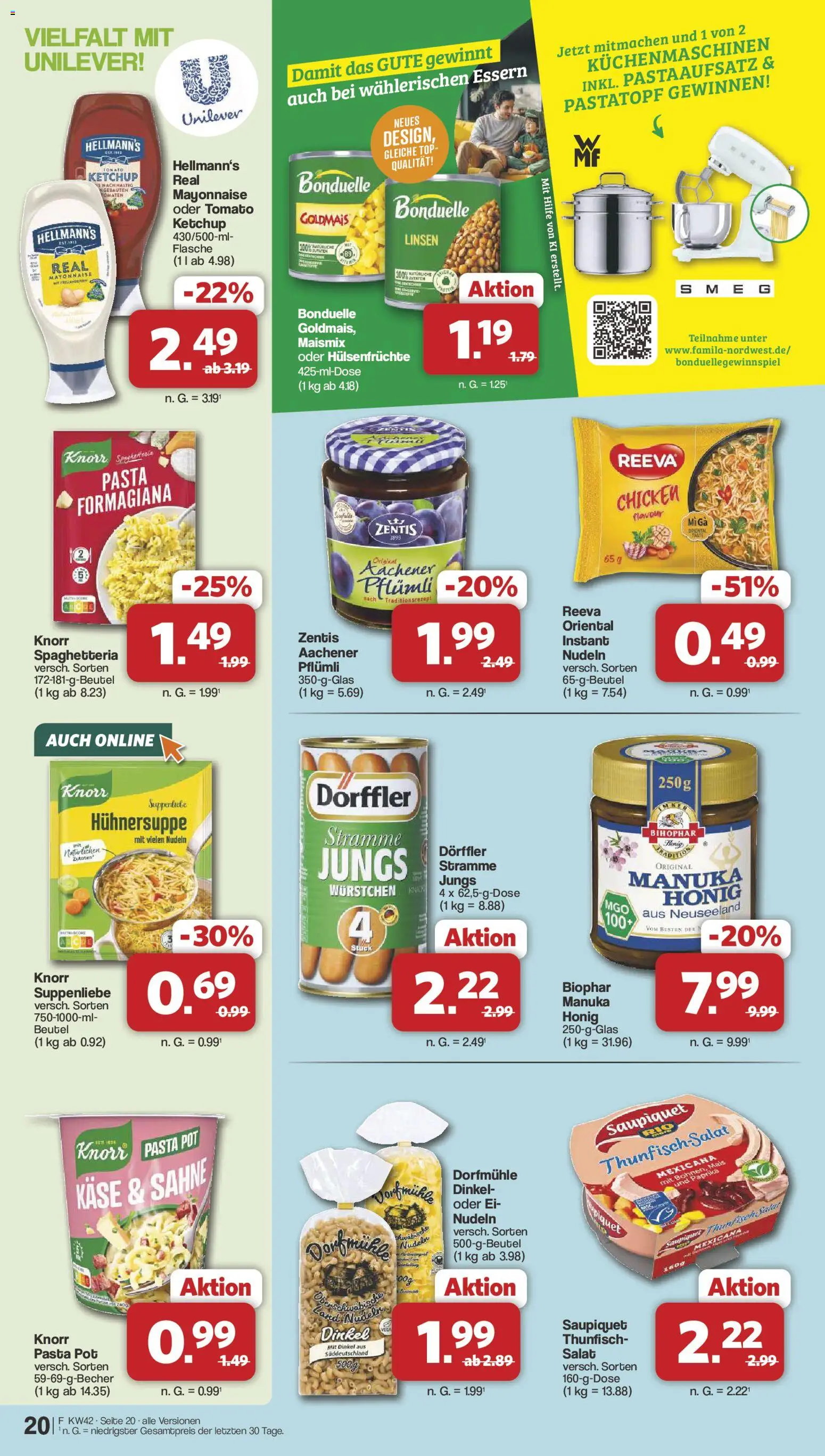 Famila Nordwest Prospekt – gültig ab 12.10.2026 | Seite: 20 | Produkte: Käse, Mayonnaise, Hut, Sahne