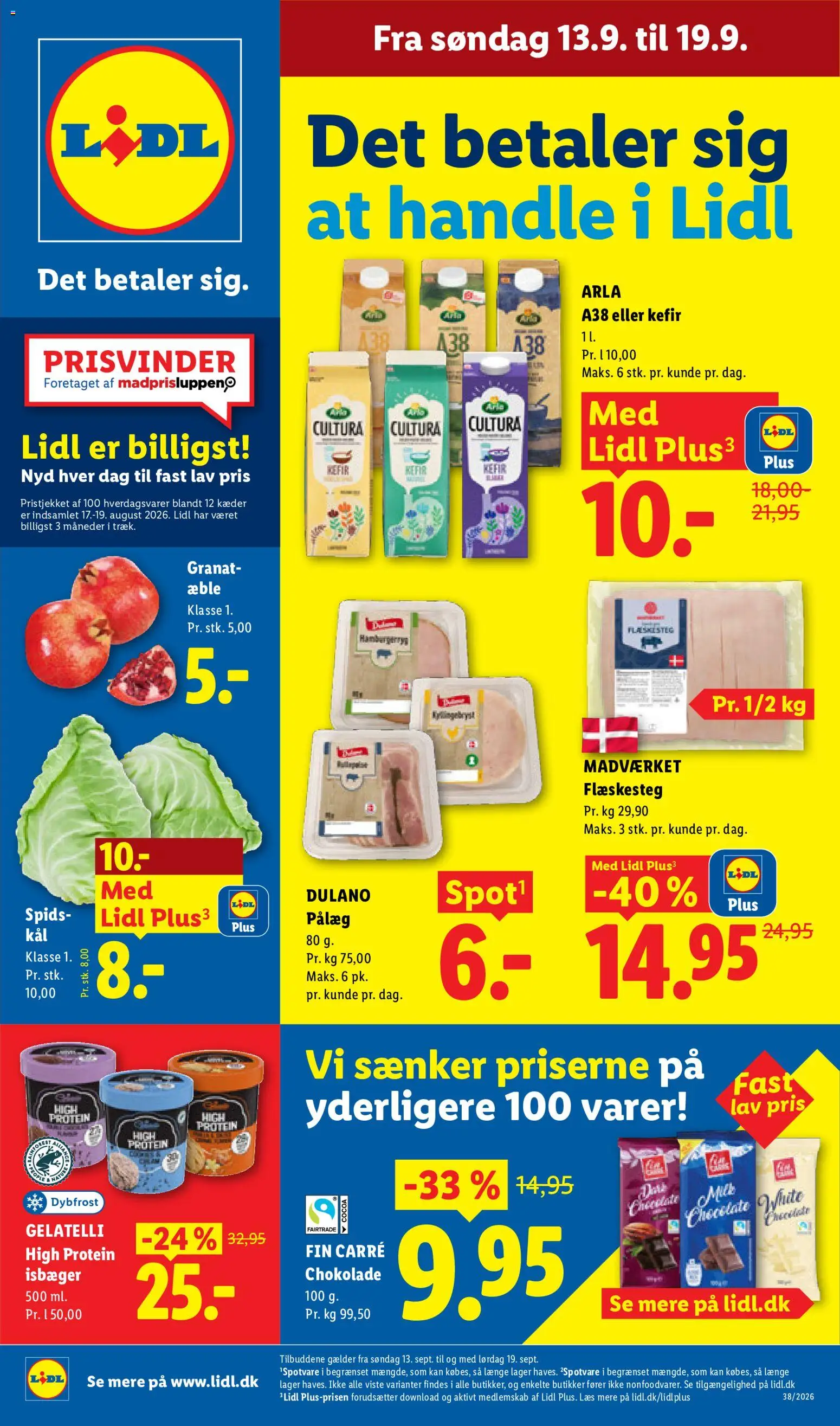 Lidl tilbudsavis – gyldig fra 13/09/2026 | Side: 14 | Produkter: Chokolade, Pålæg, Flæskesteg, Søm