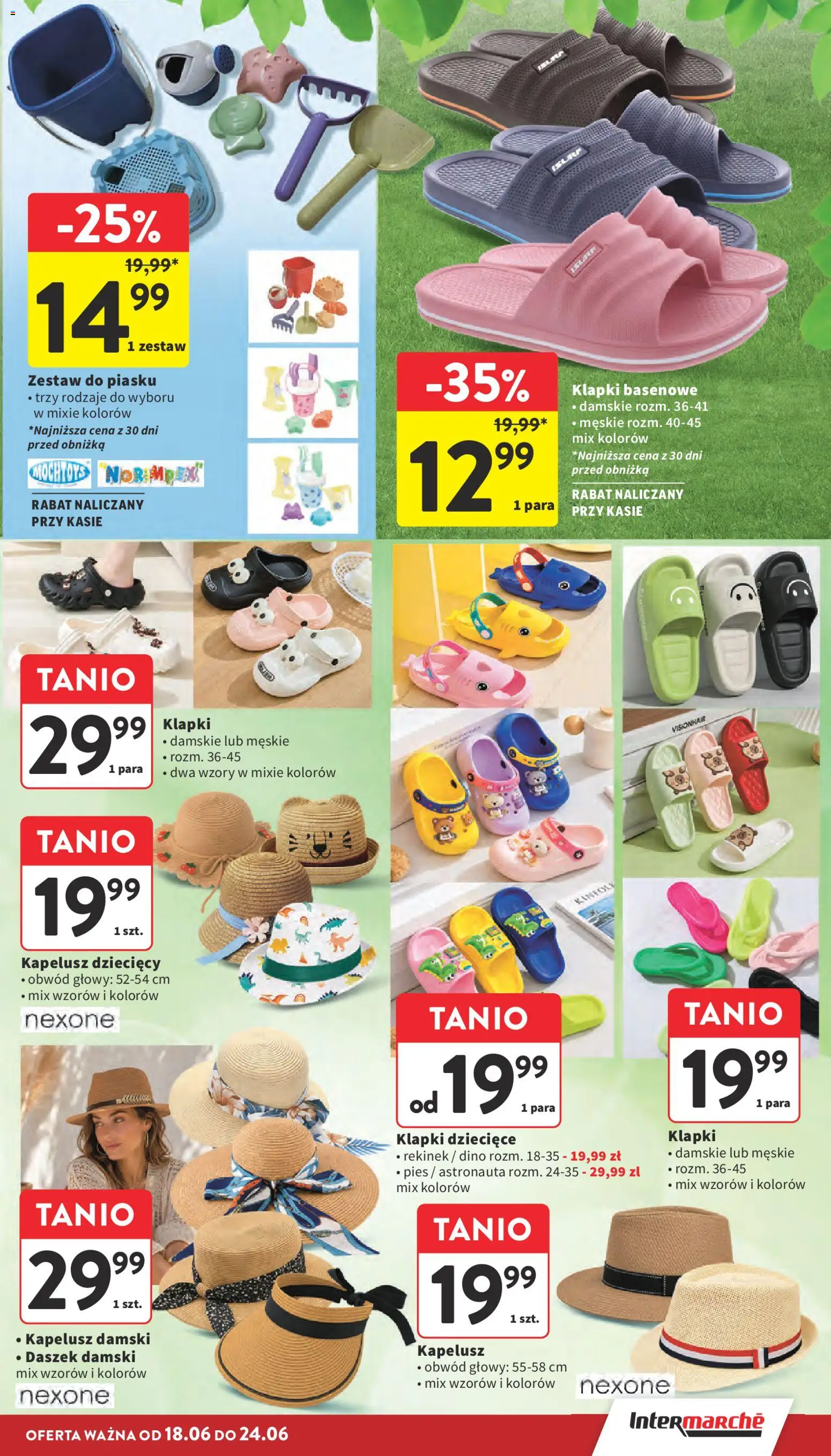 Intermarche gazetka od 18.06.2026 | Strona: 39 | Produkty: Klapki, Kapelusz