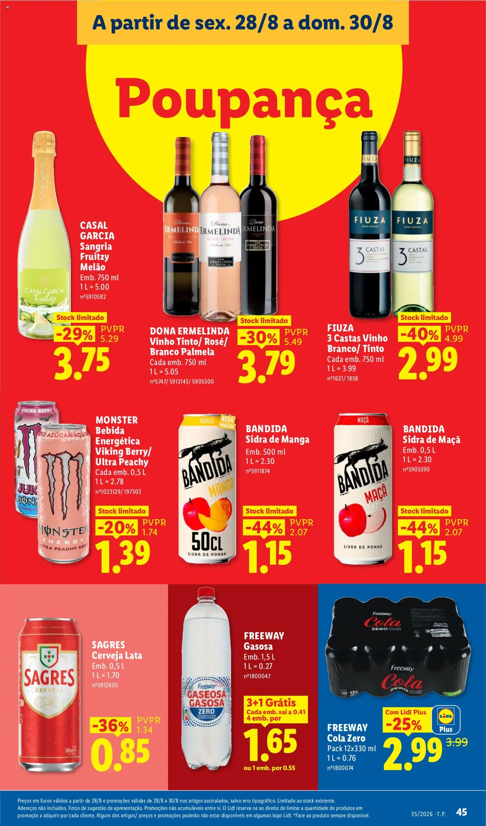 Lidl folheto │ válido de 24/08/2026 | Página: 45 | Produtos: Manga, Cerveja, Bebida energética, Bebida