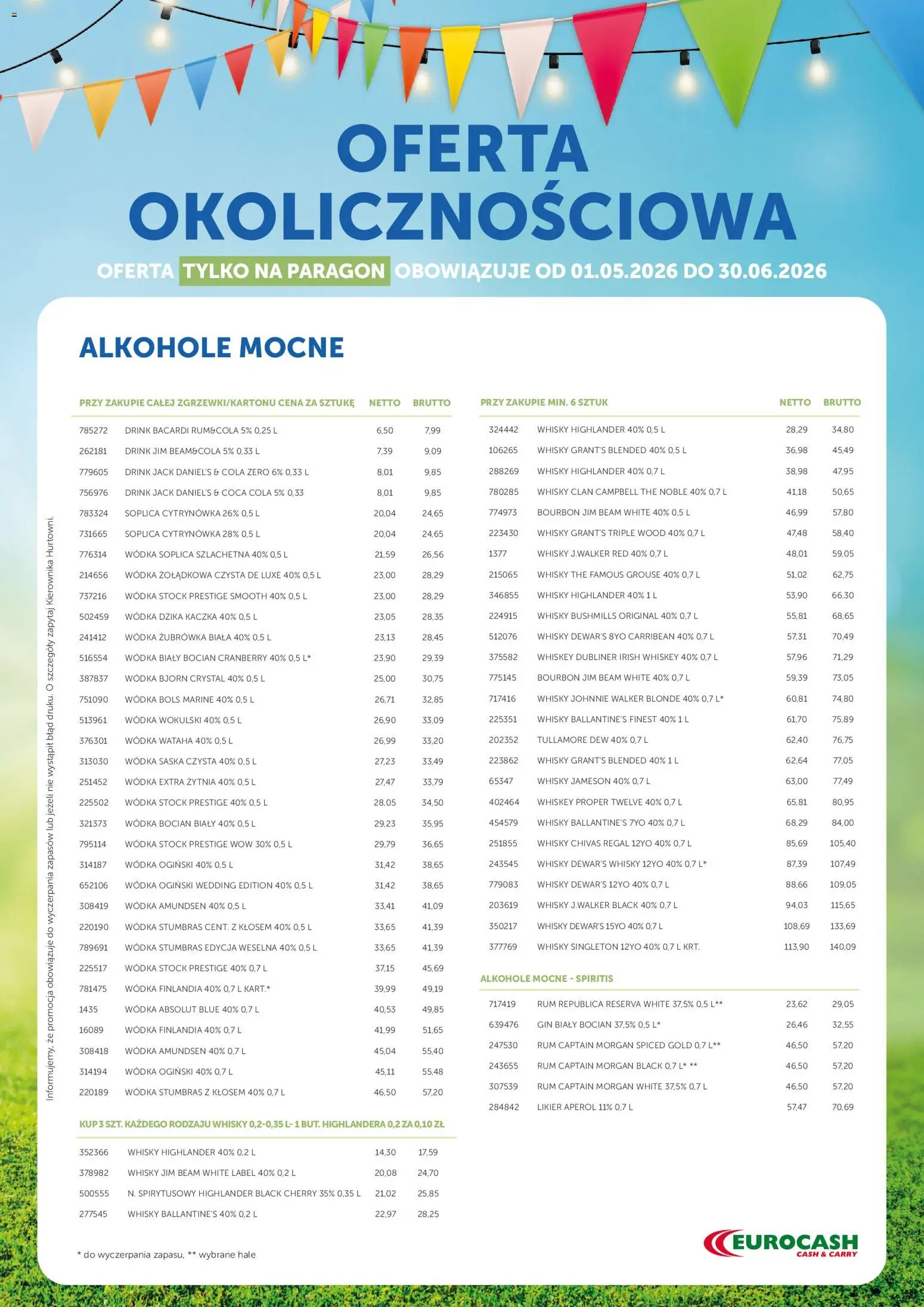 Eurocash gazetka - Oferta Okolicznościowa od 01.05.2026 | Strona: 3 | Produkty: Wódka Absolut, Wódka Stock, Wódka bocian, Aperol