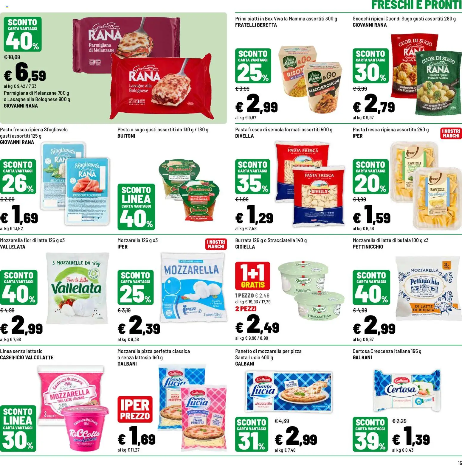Volantino Iper del 19/08/2026 | Pagina: 15 | Prodotti: Piatti, Prosciutto, Pasta, Ravioli