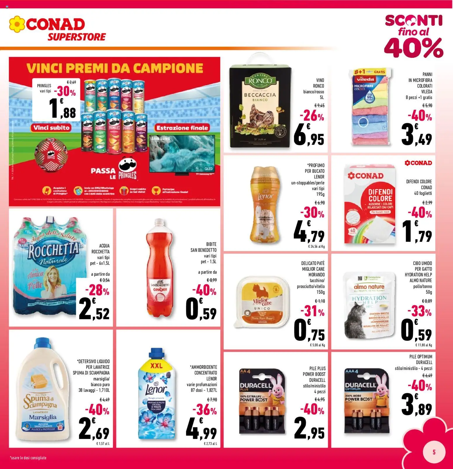 Volantino Conad del 17.06.2026 | Pagina: 5 | Prodotti: Pile, Paté, Vino, Bibite