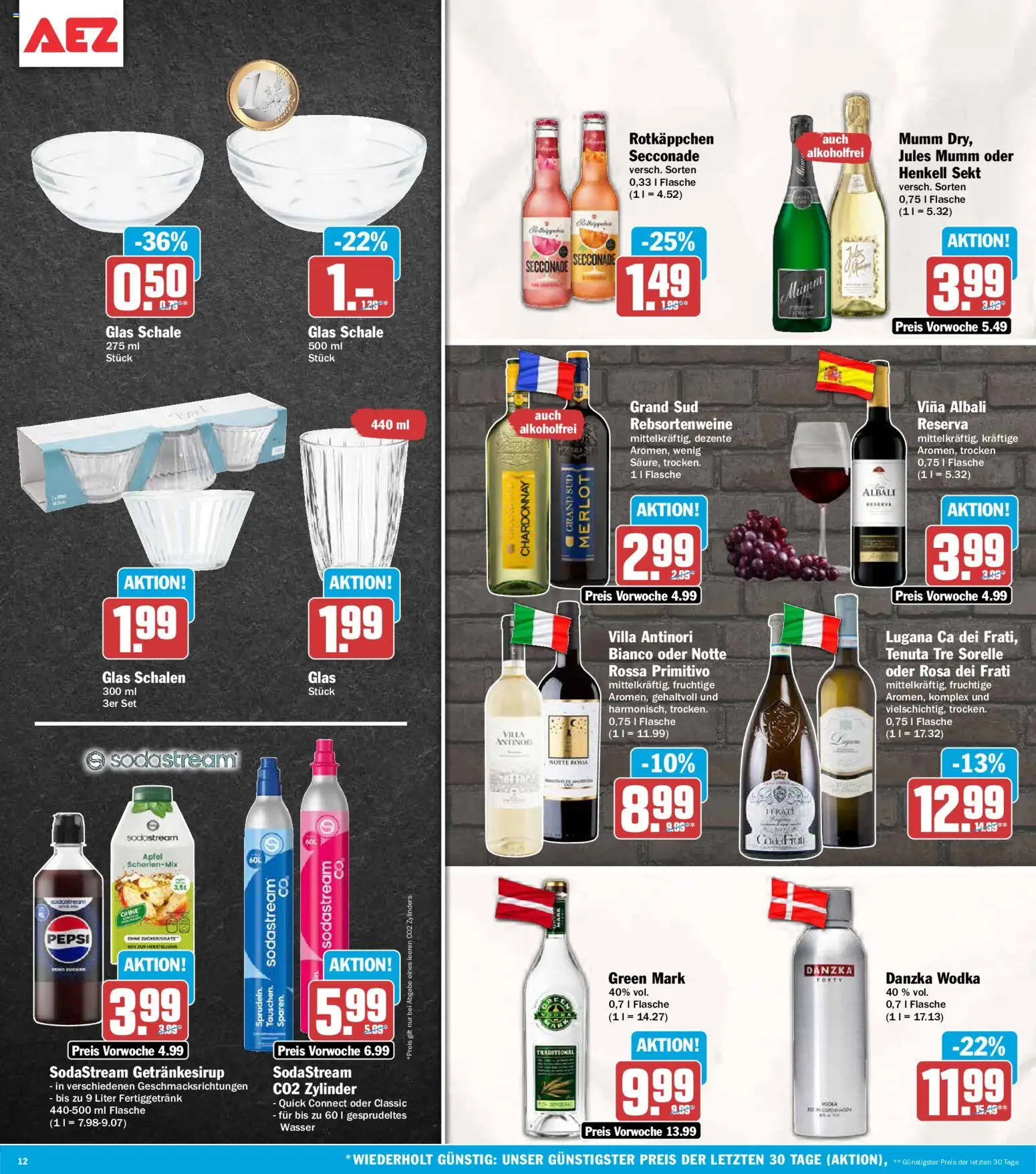 AEZ Prospekt – gültig ab 24.08.2026 | Seite: 12 | Produkte: Äpfel, Jules mumm, Rotkäppchen, Sodastream