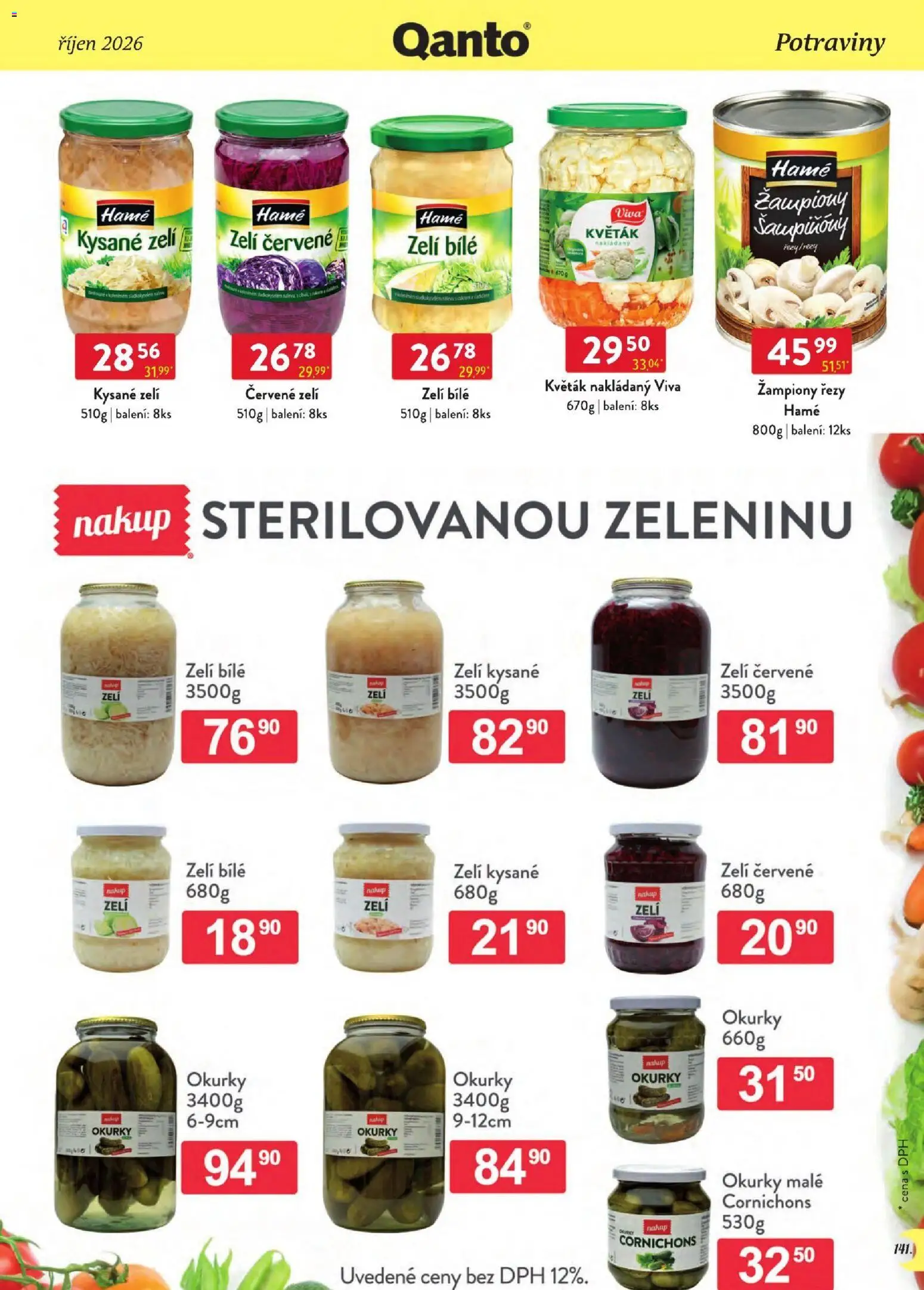 Astur & Qanto leták - Velkoobchod 10/2026 od 01.10.2026 | Strana: 141 | Produkty: Žampiony, Bílé zelí, Potraviny, Kysané zelí