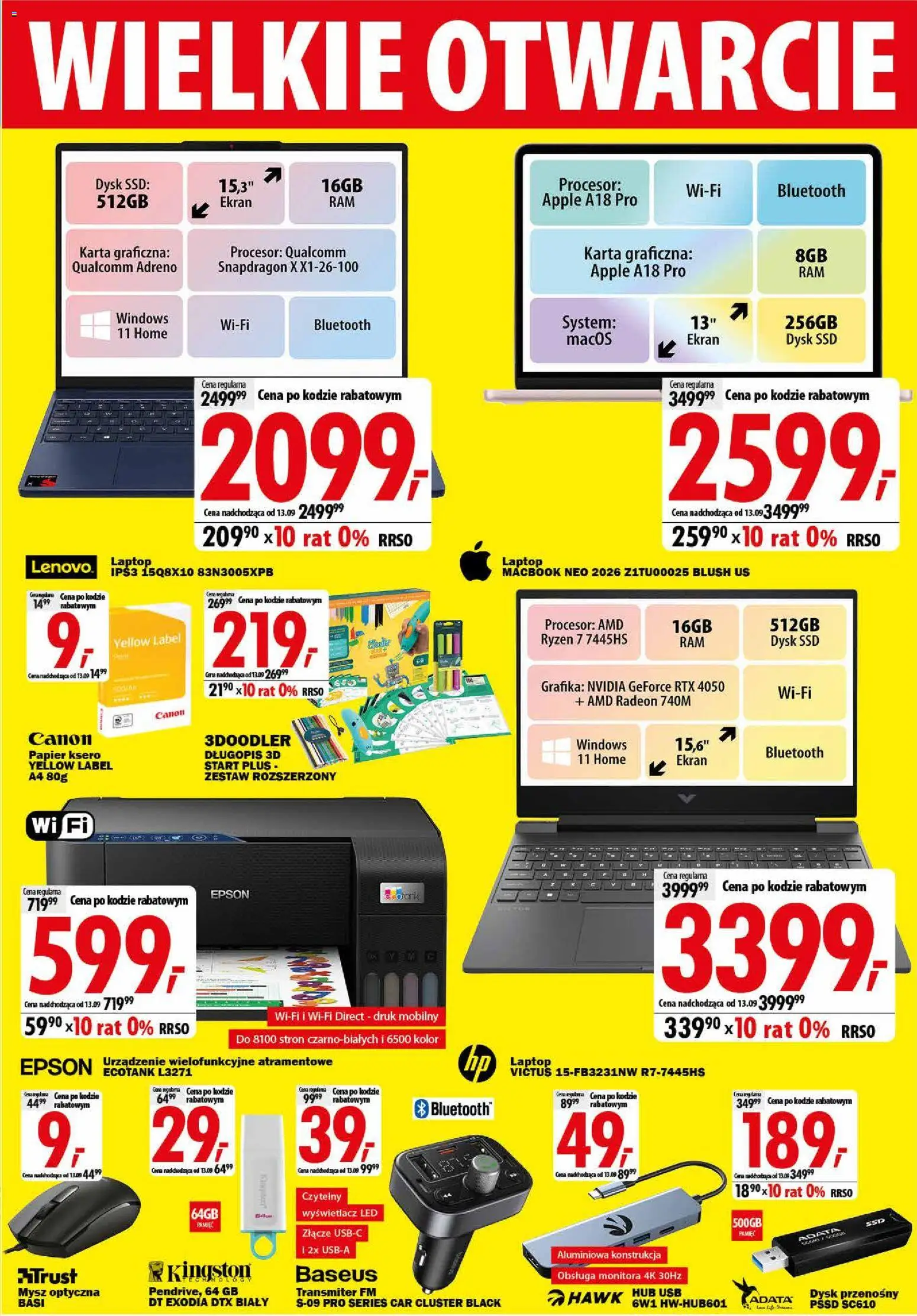 Mediaexpert promocje - Wielkie otwarcie Łęczyca od 03.09.2026 | Strona: 5 | Produkty: Karta, Mysz, Złącze, Długopis 3D