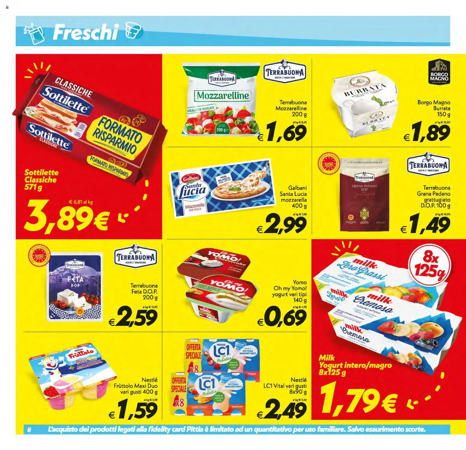 Volantino SuperConveniente del 21/08/2026 | Pagina: 8 | Prodotti: Yogurt, Pizza, Mozzarella, Burrata