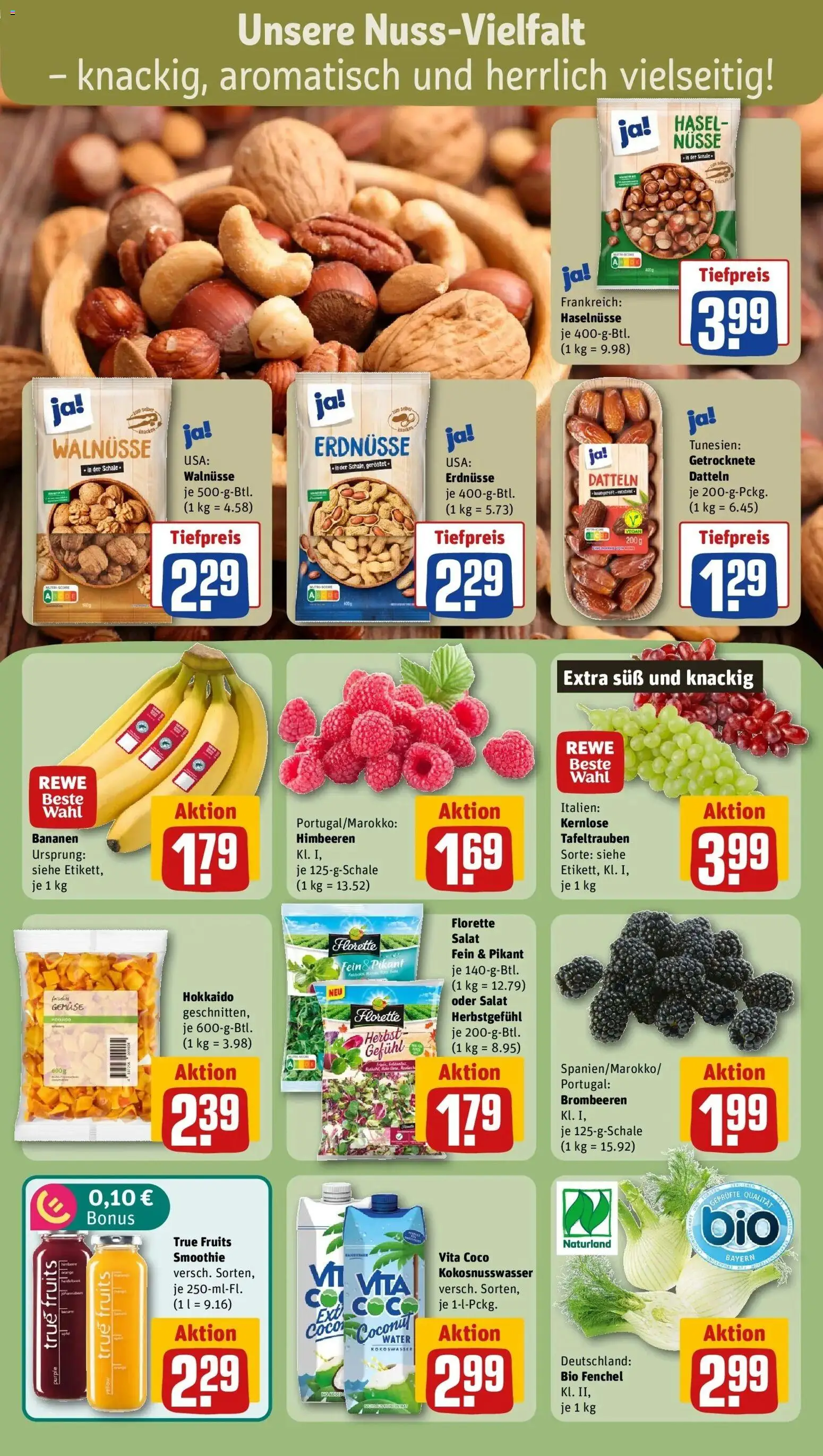 REWE Prospekt ab 26.10.2026 zum Blättern » Angebote | Seite: 6 | Produkte: Erdnüsse, Walnüsse, Bananen, Nüsse