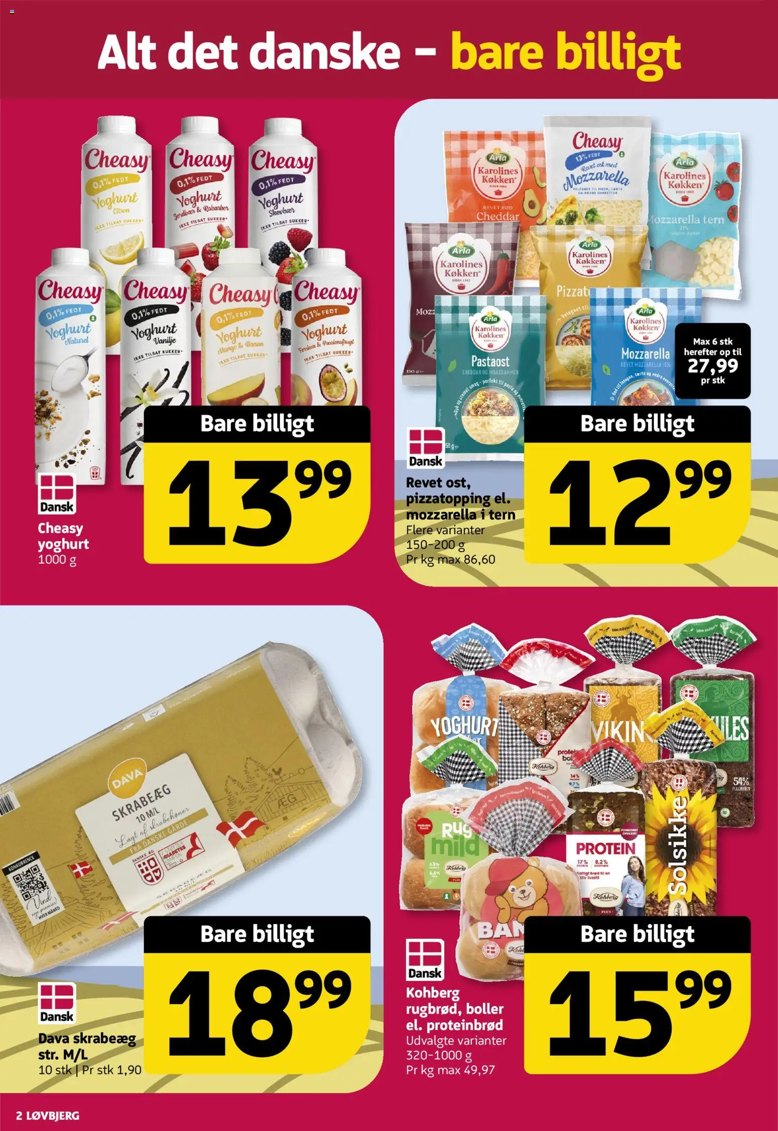 Løvbjerg tilbudsavis – gyldig fra 14/08/2026 | Side: 2 | Produkter: Yoghurt, Brød, Sukker, Mozzarella