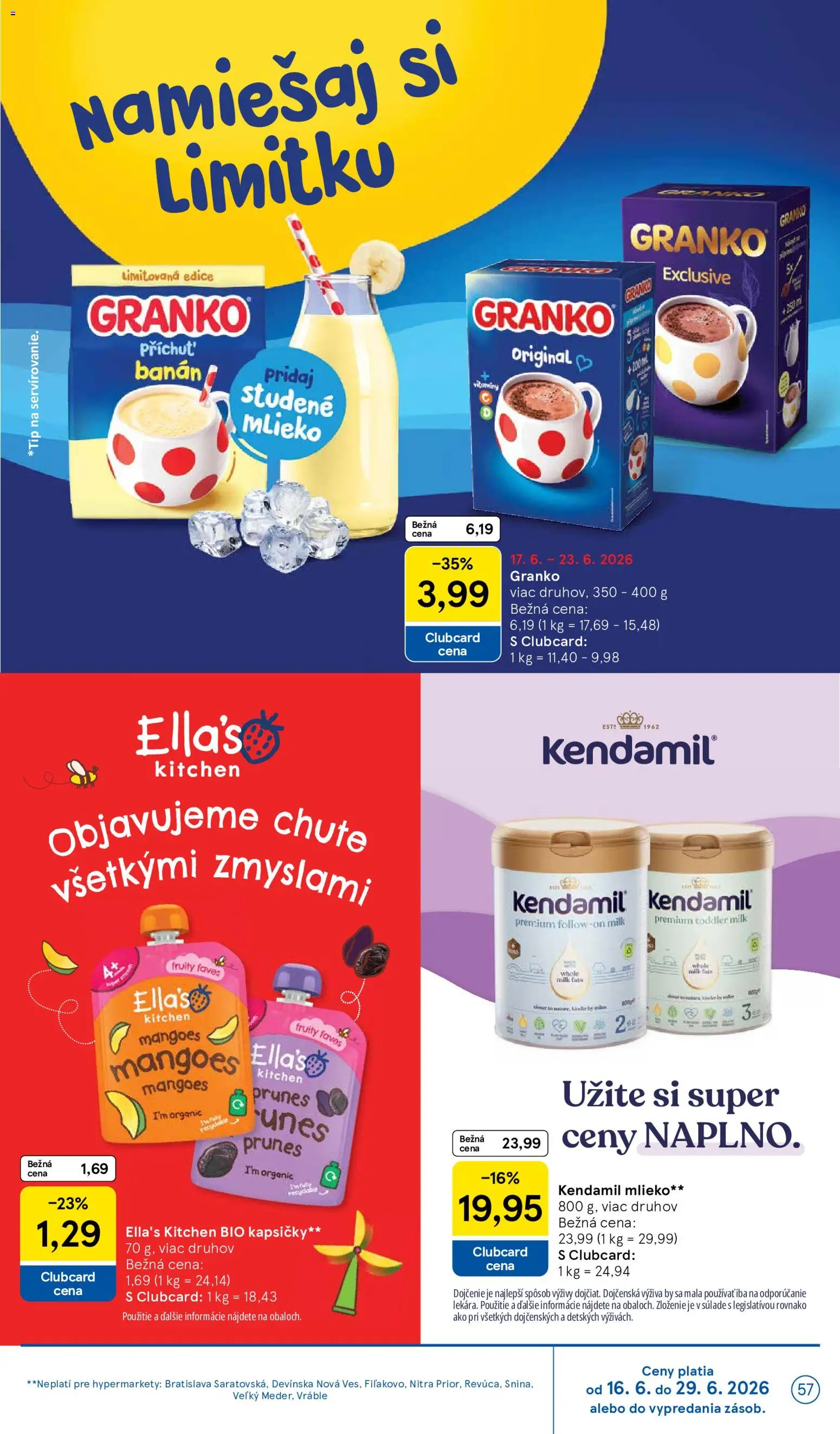 Nové Tesco akcie – leták je platný od 17.06.2026 | Strana: 57 | Produkty: Mlieko, Granko