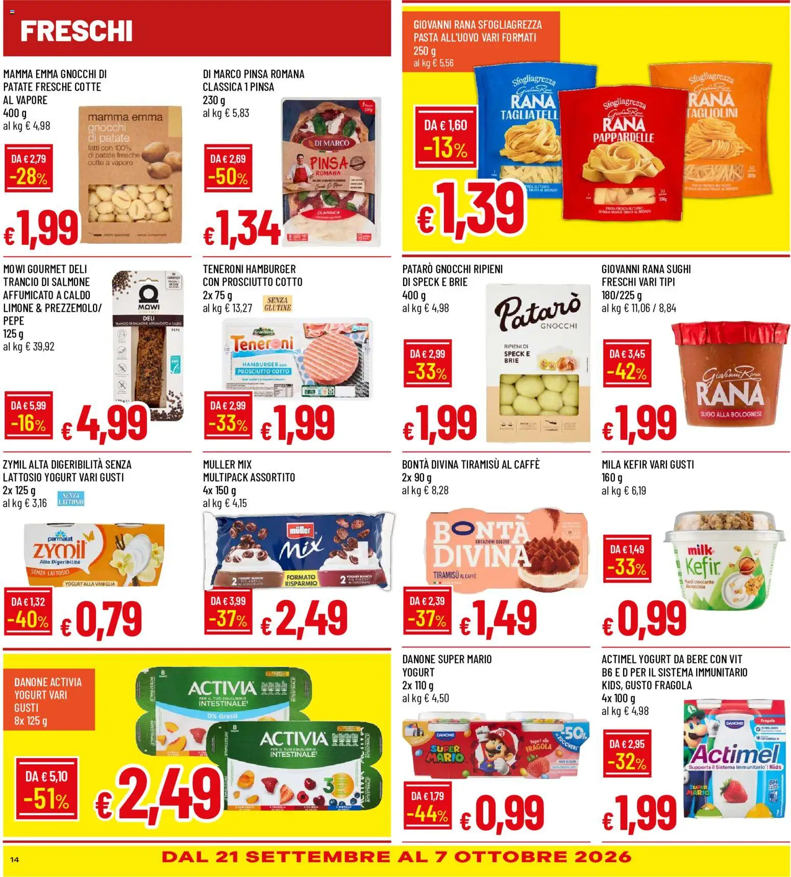 Volantino Galassia del 17/09/2026 | Pagina: 14 | Prodotti: Senza glutine, Salmone, Sugo, Hamburger