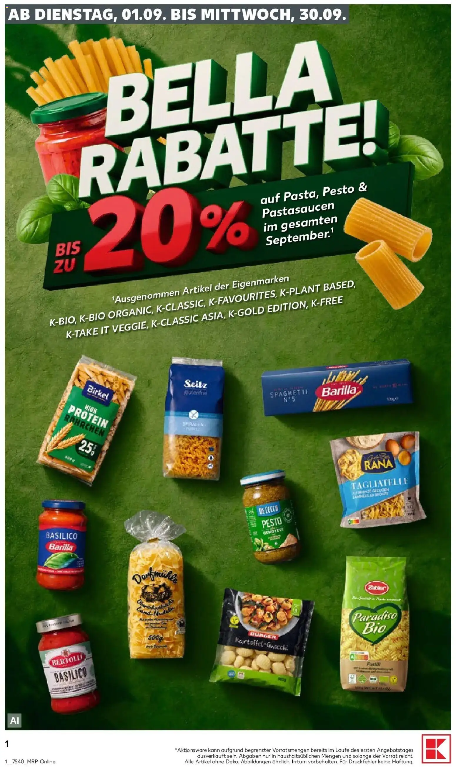 Prospekt Kaufland ab 14.09.2026 » Angebote Online zum Blättern | Seite: 10 | Produkte: Barilla, Spaghetti, Burger