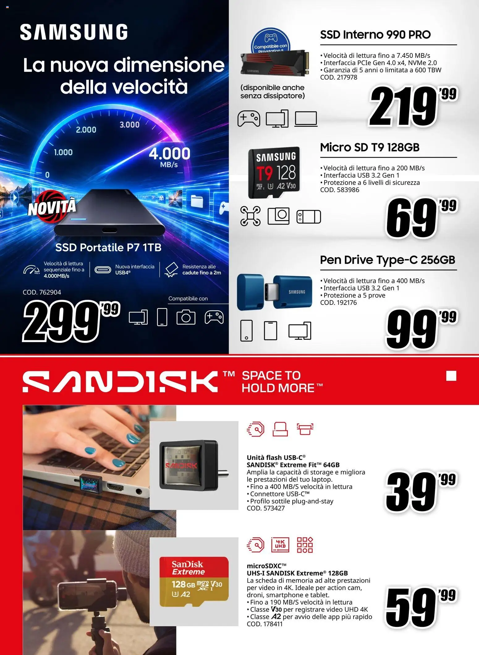 Volantino Media World del 16/10/2026 | Pagina: 6 | Prodotti: Scheda di memoria, Smartphone, Video, USB