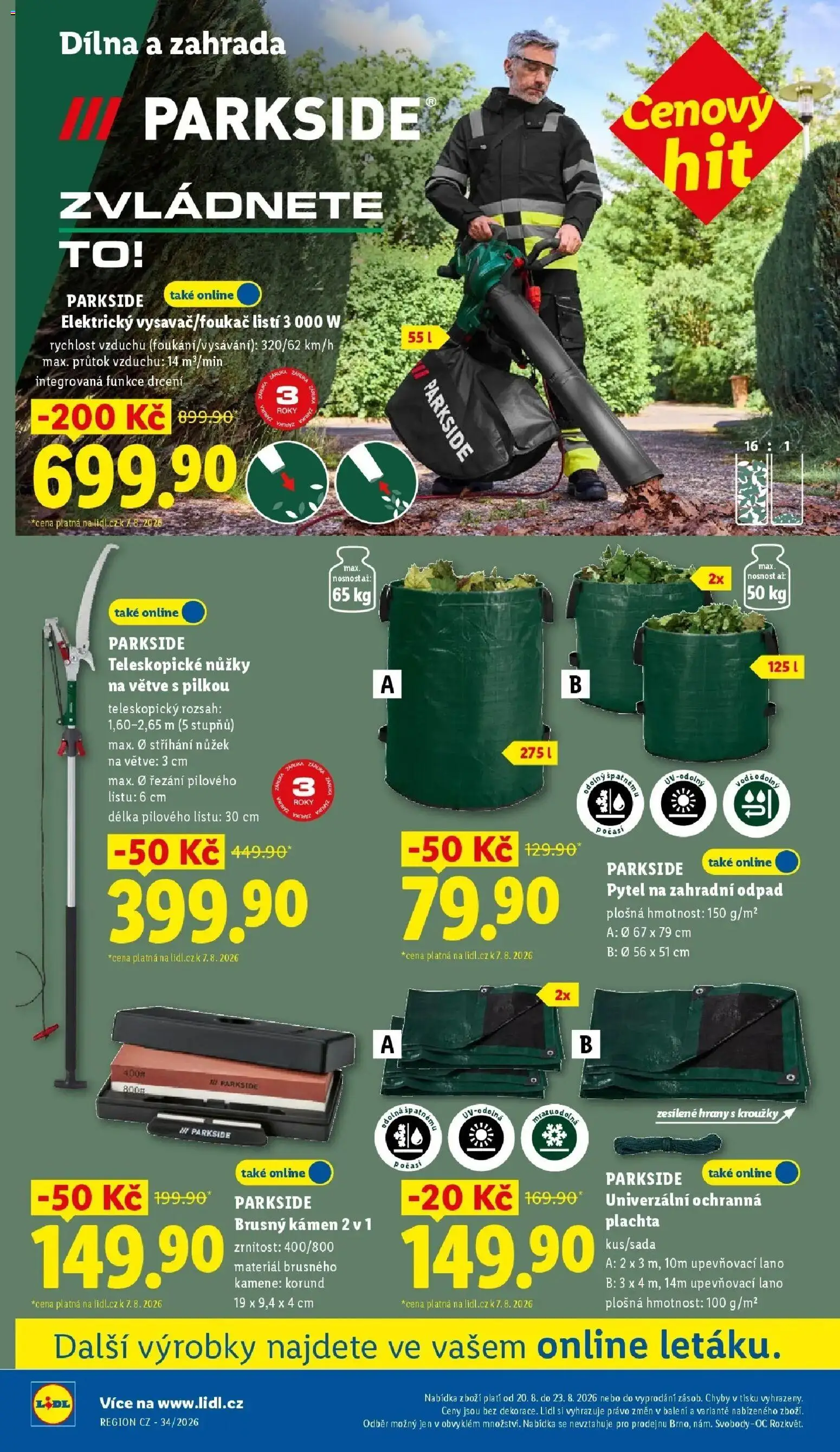 Lidl leták od 17.08.2026 - Nový akční leták | Strana: 18 | Produkty: Zahrada, Nůžky na větve, Pytel na zahradní odpad, Plachta