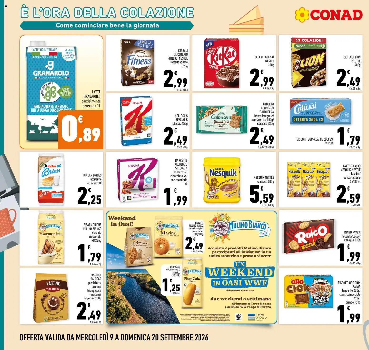Volantino Conad del 09/09/2026 | Pagina: 14 | Prodotti: Cereali, Farina integrale, Plumcake, Cacao