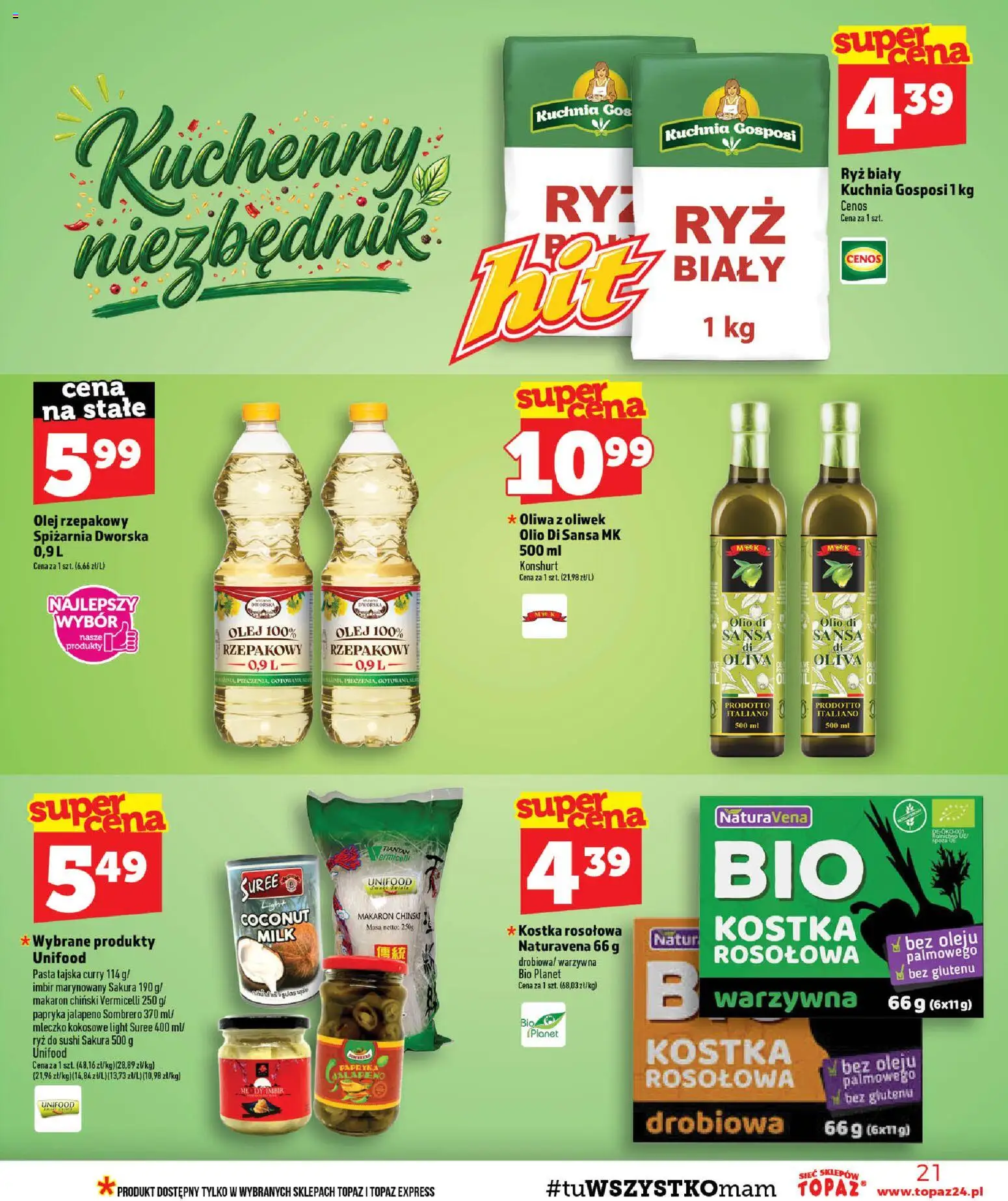 Topaz gazetka od 24.09.2026 | Strona: 21 | Produkty: Imbir, Mleczko kokosowe light, Imbir marynowany, Makaron