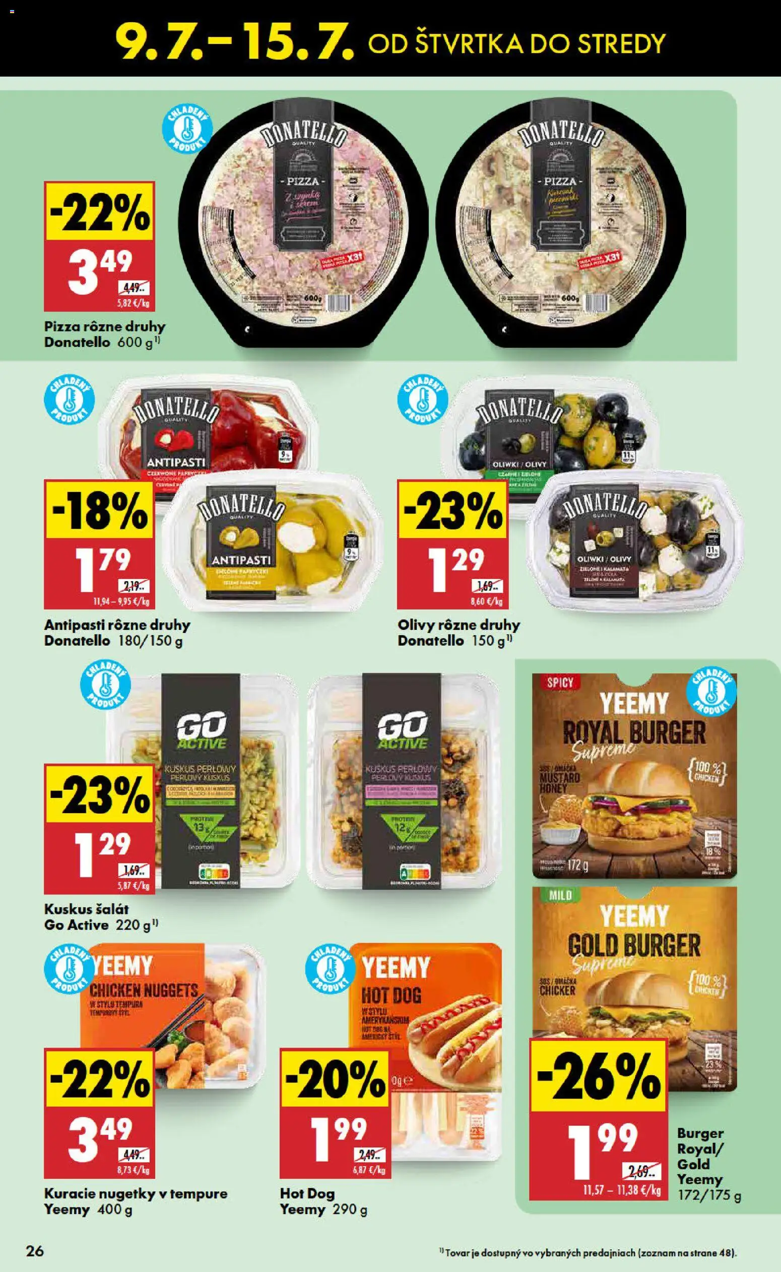 Nové Biedronka akcie – leták je platný od 09.07.2026 | Strana: 26 | Produkty: Pizza, Protein, Šalát, Omáčka