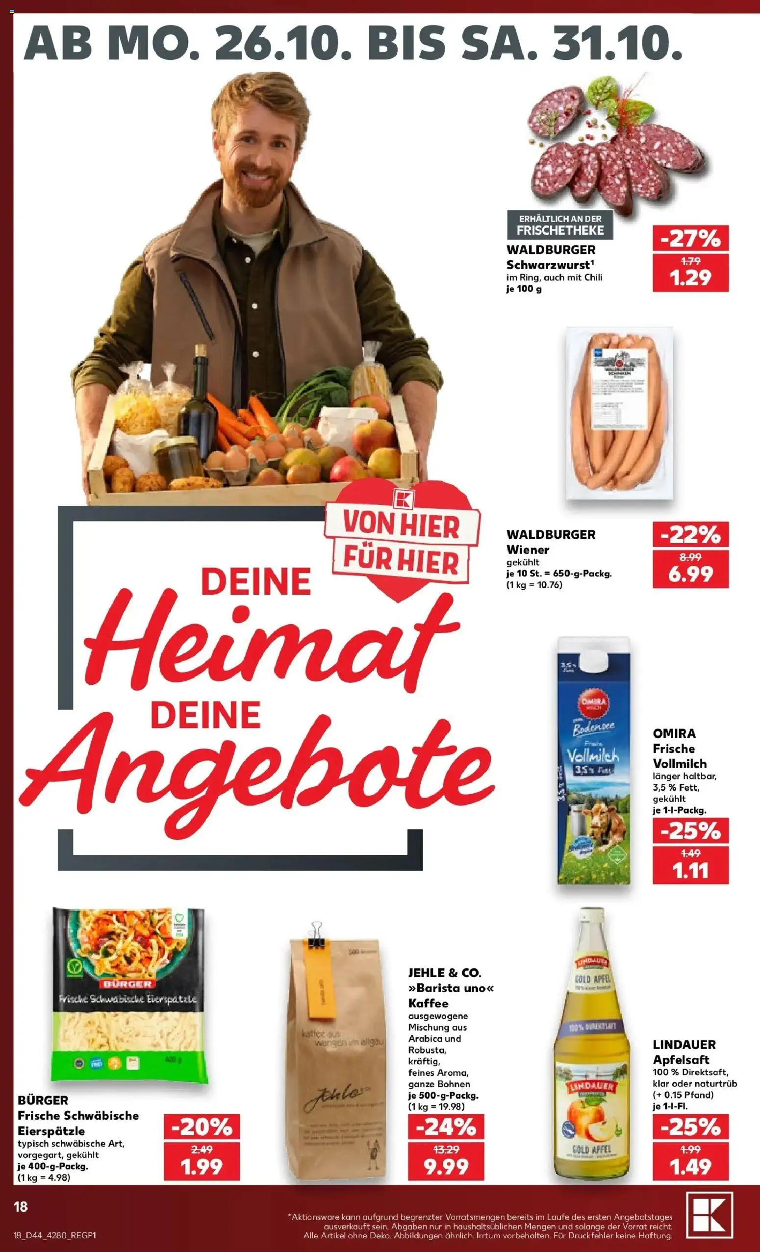 Prospekt Kaufland ab 26.10.2026 » Angebote Online zum Blättern | Seite: 22 | Produkte: Burger, Äpfel, Apfelsaft, Chili