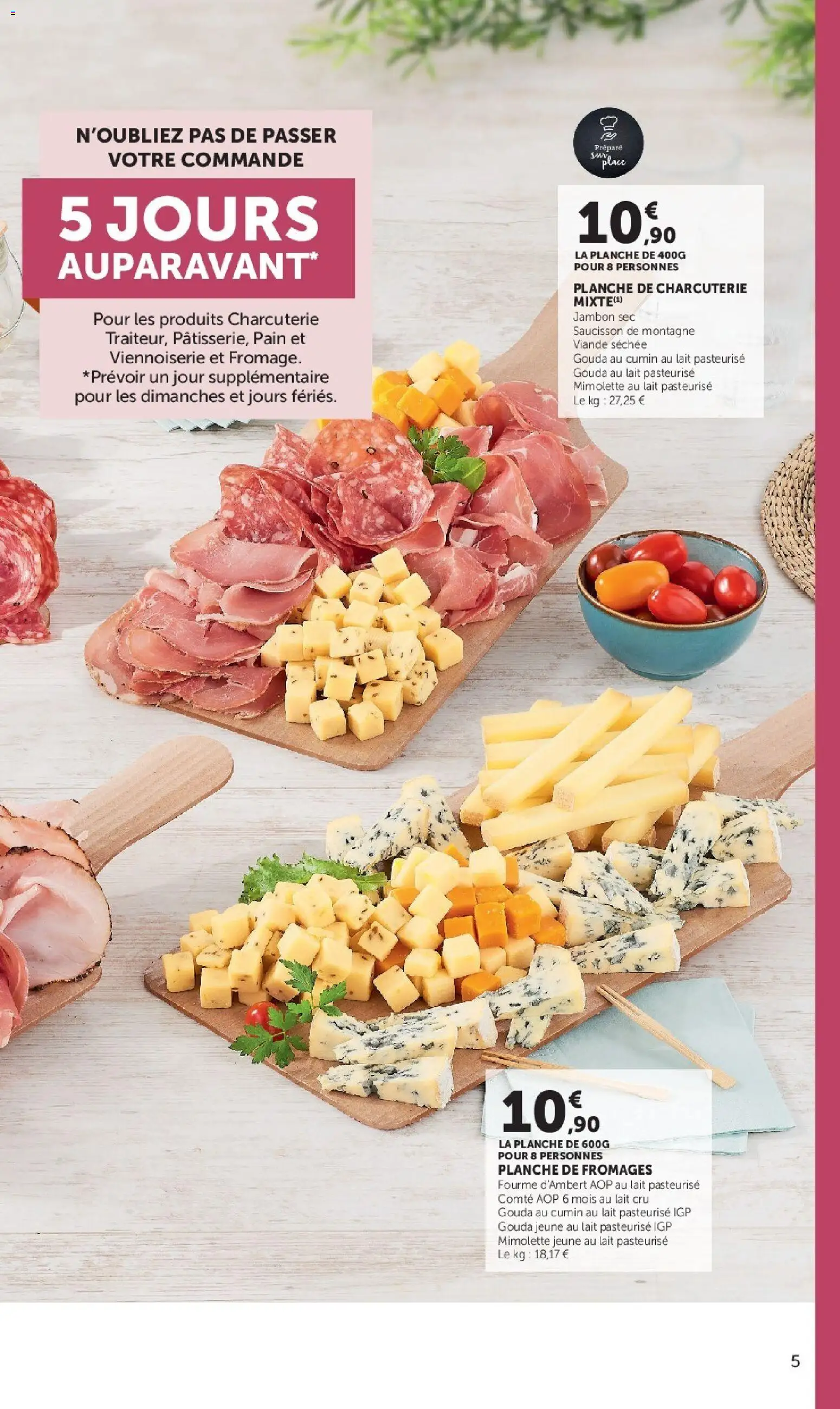 {H1} | Page: 5 | Produits: Viande séchée, Cumin, Viennoiserie, Gouda