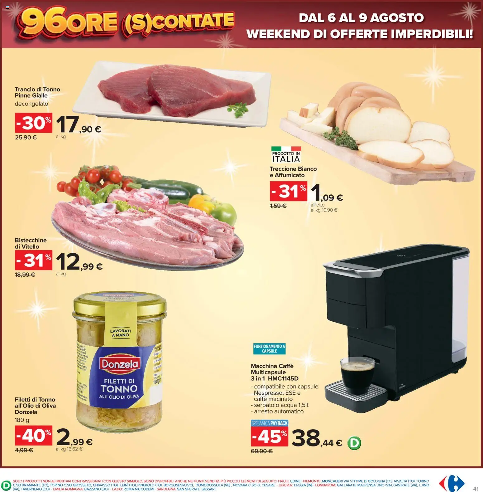 Volantino Carrefour del 06/08/2026 | Pagina: 41 | Prodotti: Caffè, Acqua, Vitello, Olio di Oliva