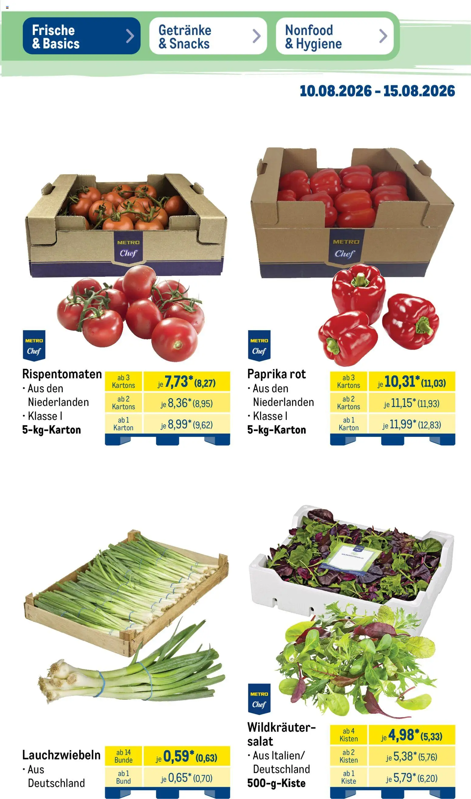 Metro NonFood-Angebote – gültig ab 10.08.2026 | Seite: 39 | Produkte: Paprika rot, Paprika, Salat