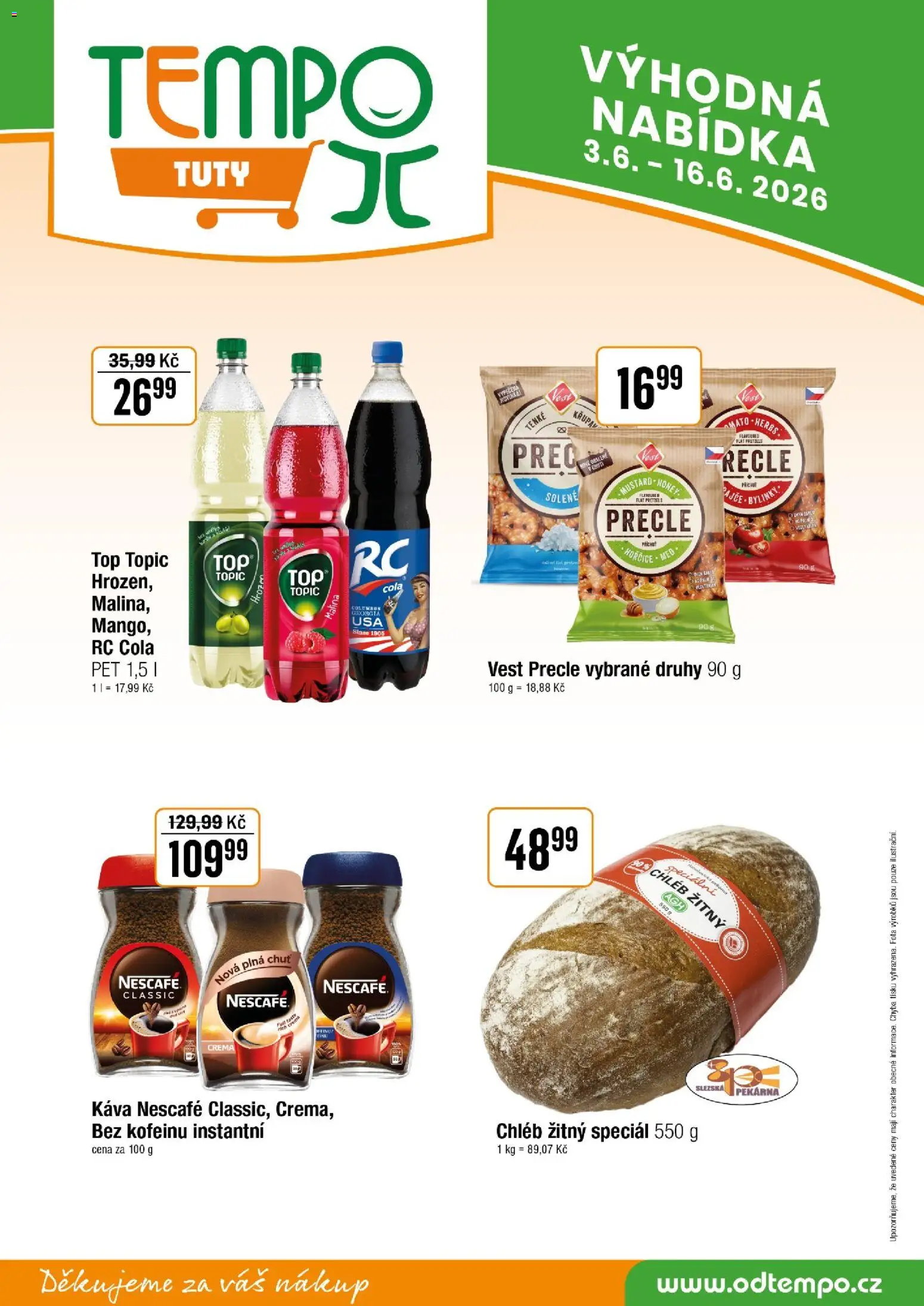 Tempo leták - Tuty od 03.06.2026 | Strana: 12 | Produkty: Hořčice, Nescafé, Pekárna, Cola